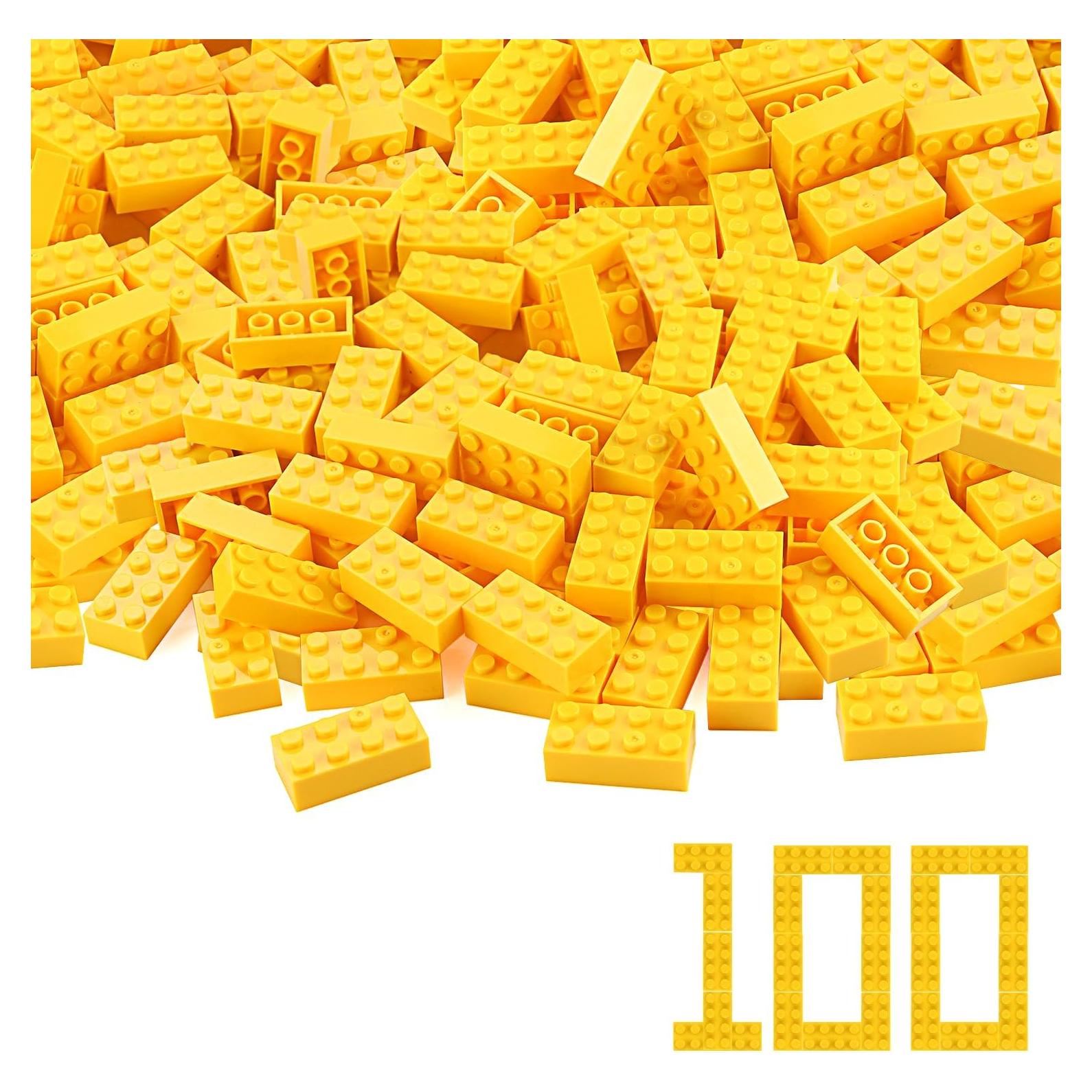 100 Piezas Bloques de Construcción Amarillos Feleph 2x4
