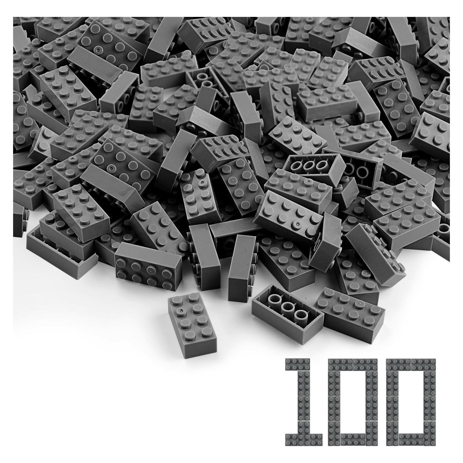 Ladrillos de Construcción Feleph 100 Piezas 2x4 Gris Oscuro