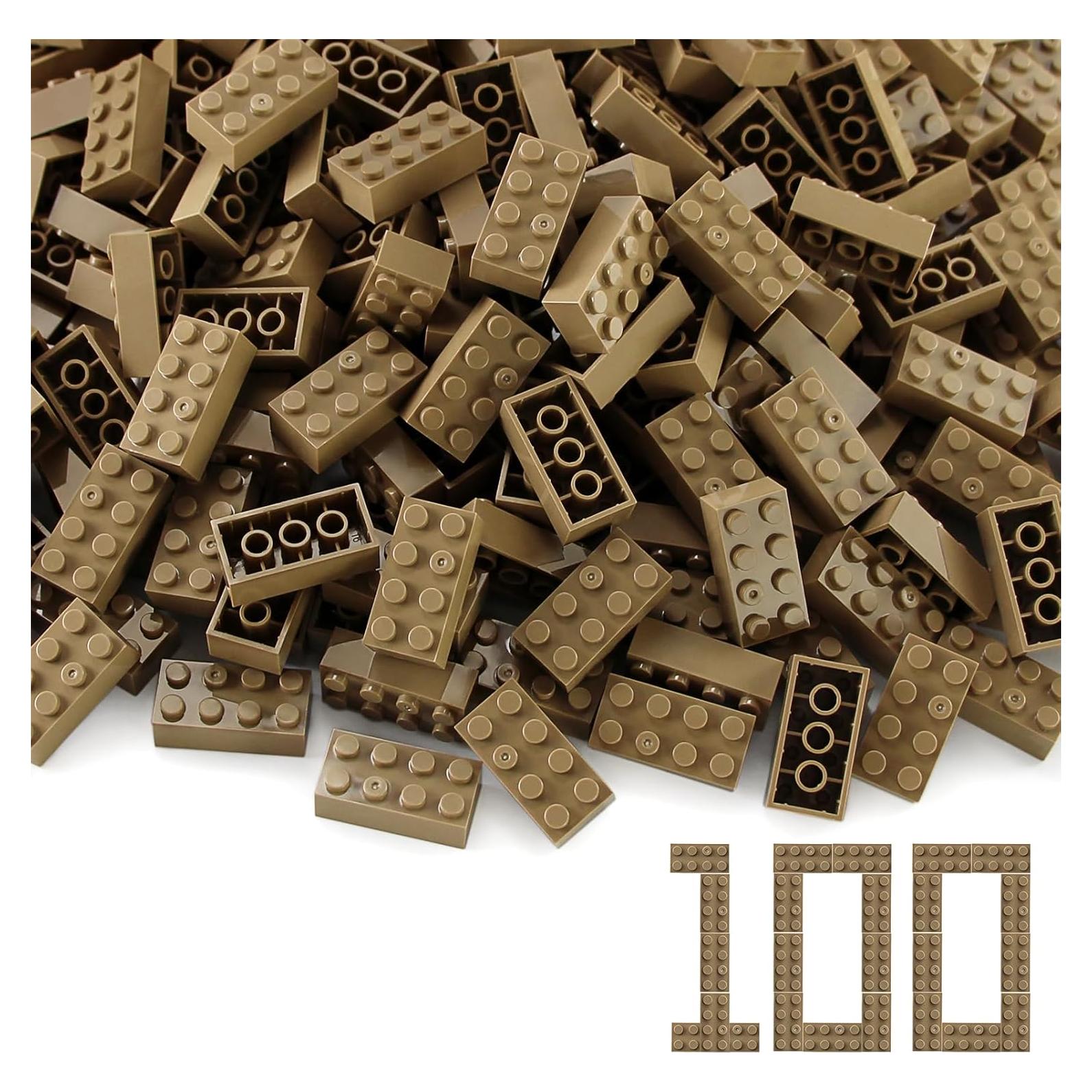 Ladrillos 2x4 Feleph 100 Piezas Marrón Oscuro Set Creativo