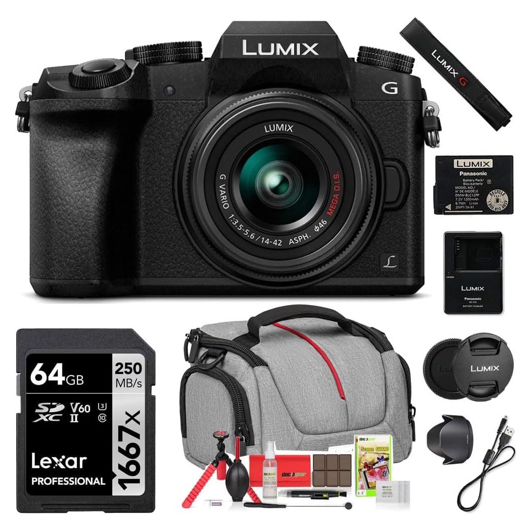 Cámara DSLM Panasonic LUMIX G7 4K 16MP con lente 14-42mm