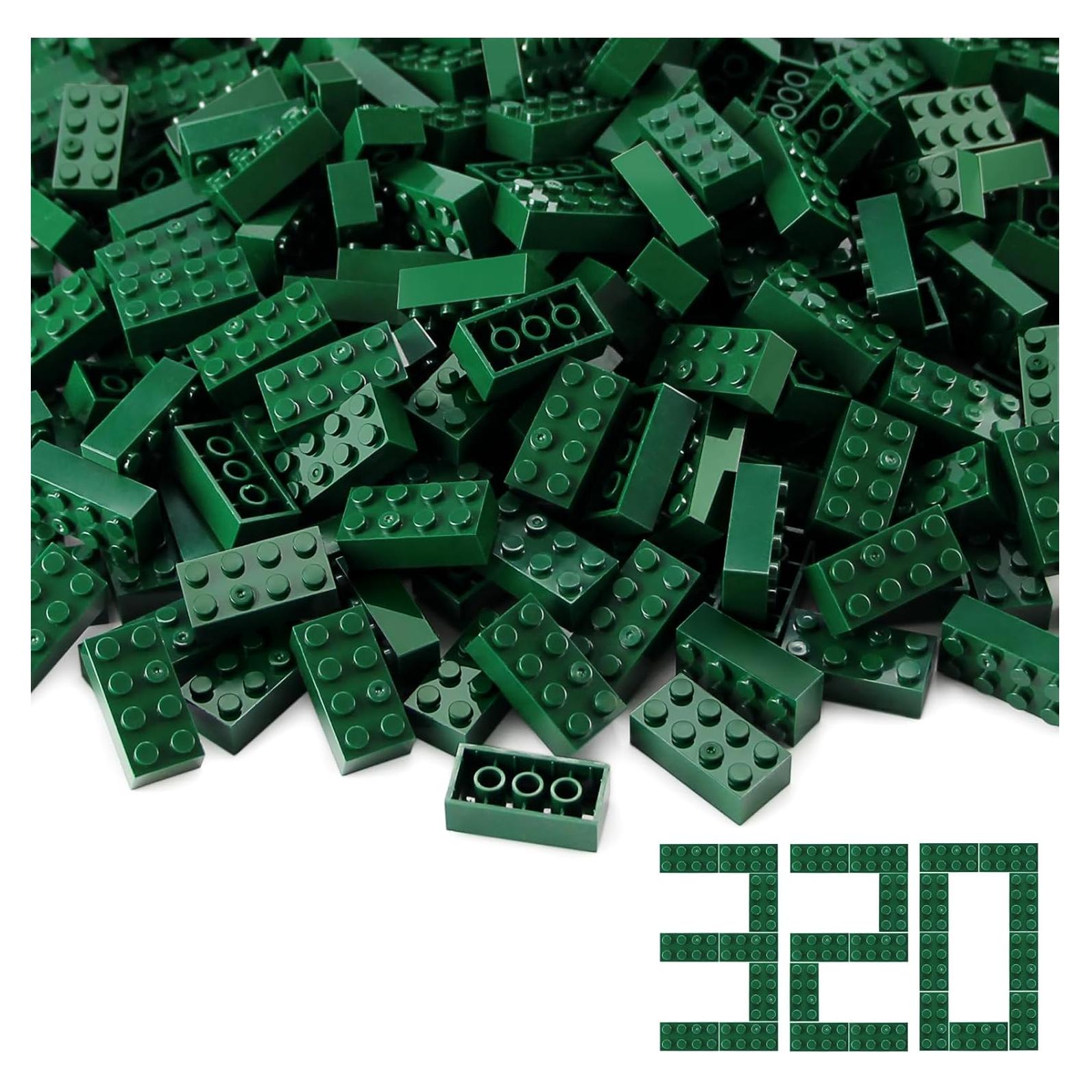 Feleph Ladrillos 2x4 Verde Oscuro 320 Piezas Kit Construcción