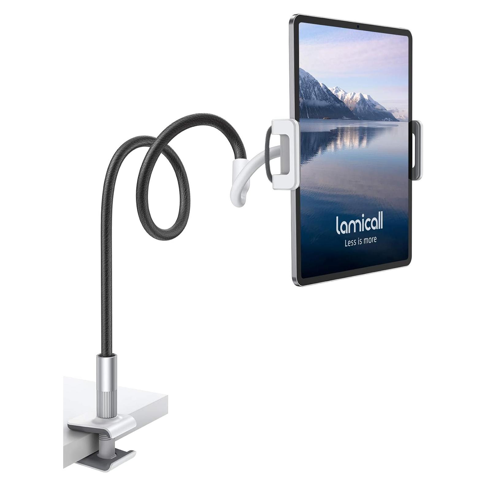 Gooseneck Tablet Holder Mount : Flexible Arm Clip Tablet Stand for Bed, Desk Mount, Compatible with iPad Pro 11", Mini Air, Galaxy Tabs More 4.7 to 10.5" Phones and Tablets