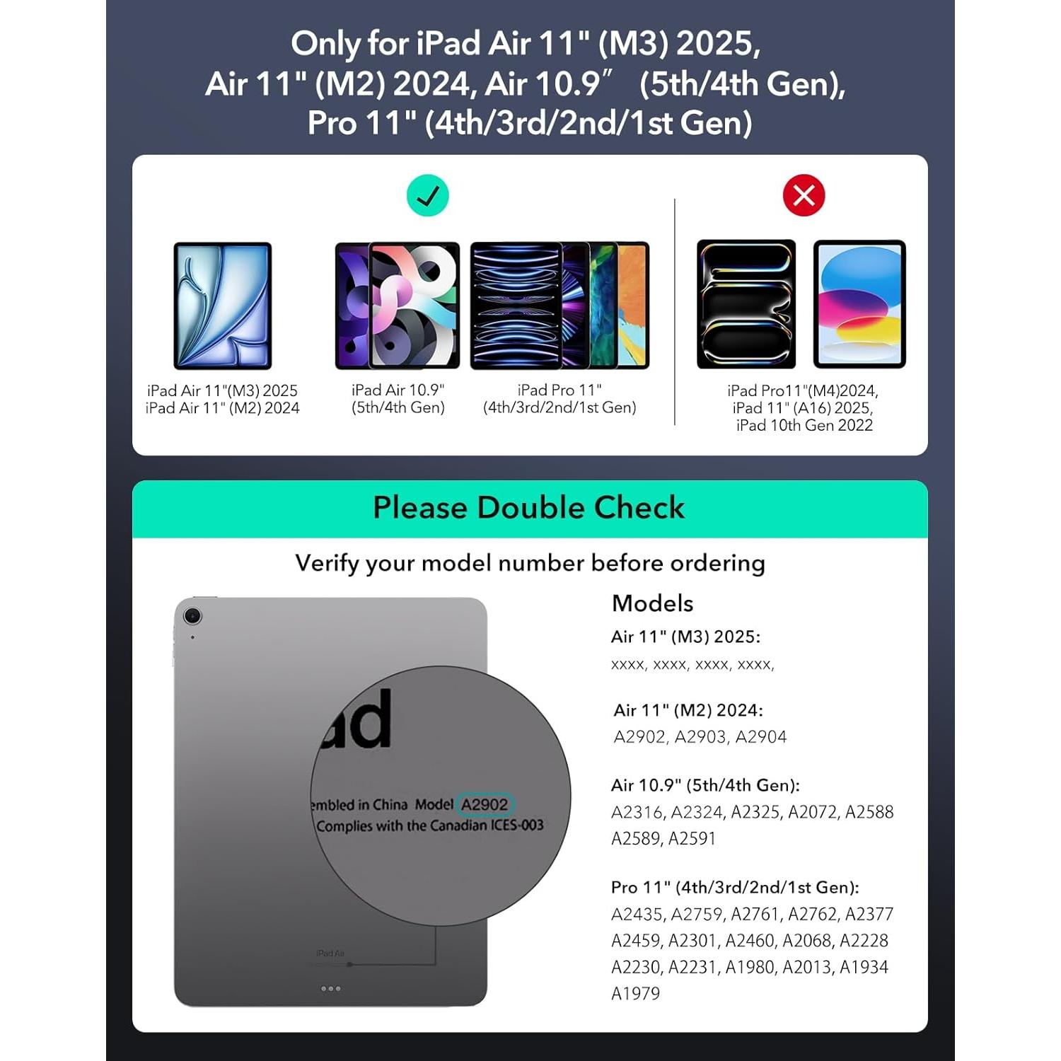 Funda ESR para iPad Air 11" con teclado magnético negro