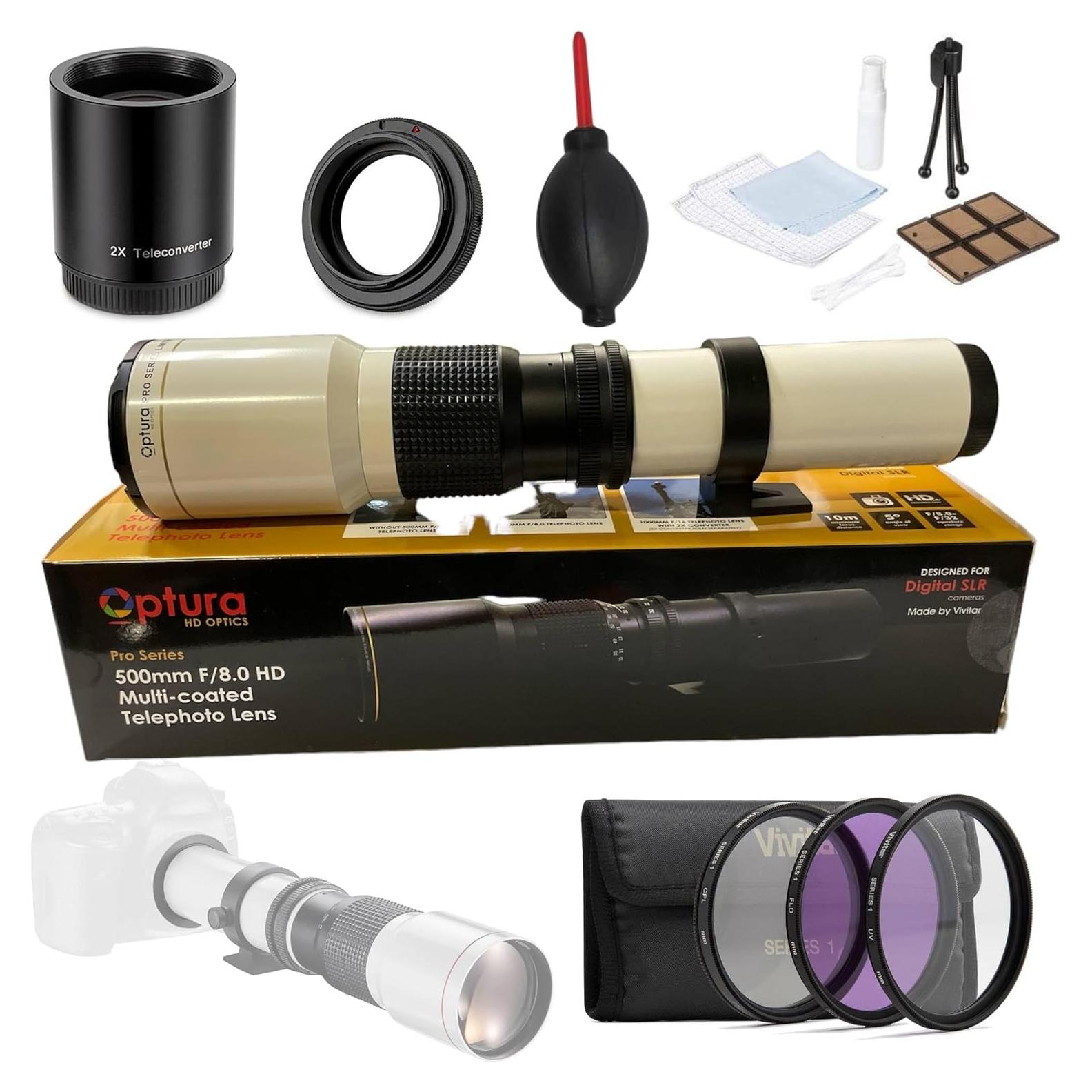 Lente Telefoto Manual OPTURA HD 500mm f/8 para Pentax K