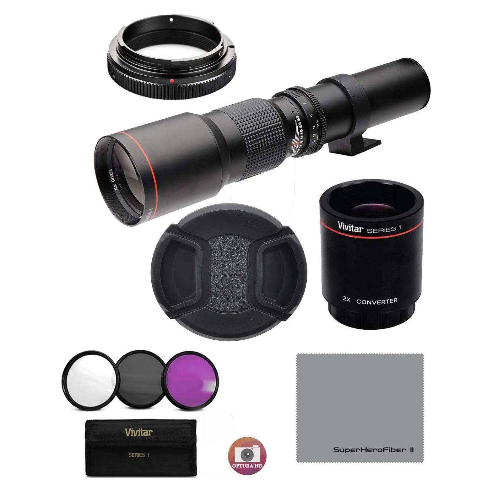 Lente Telefoto Manual 500mm/1000mm f/8 OPTURA HD para Canon