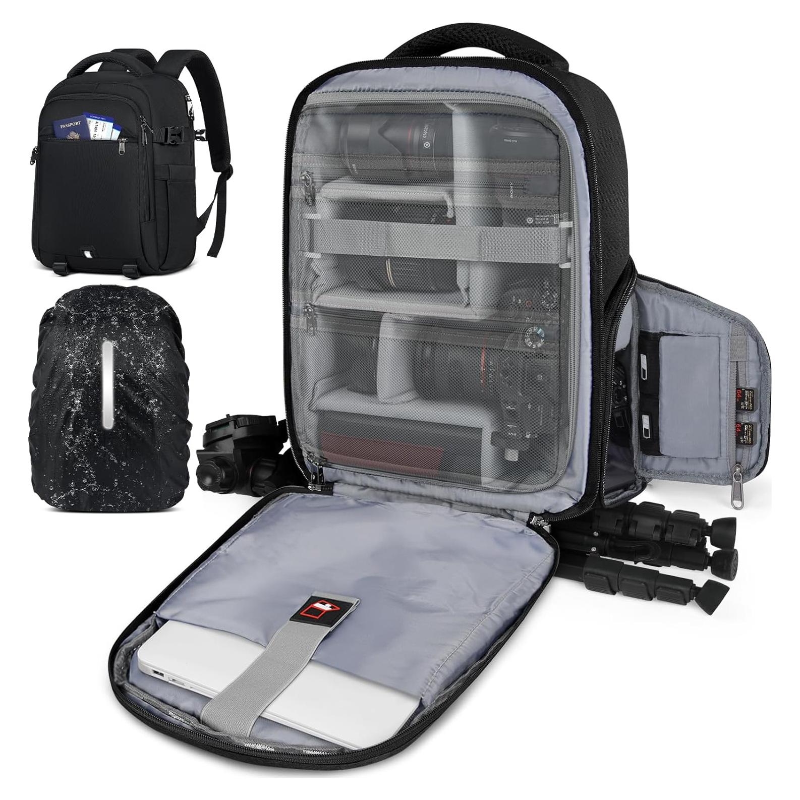 Mochila para cámara RAINSMORE Mediana Negra con protección impermeable