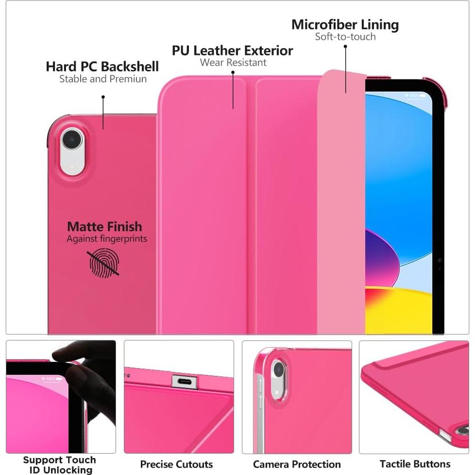 Funda MoKo para iPad 11" y 10.9" Rosa Persa 2025/2022