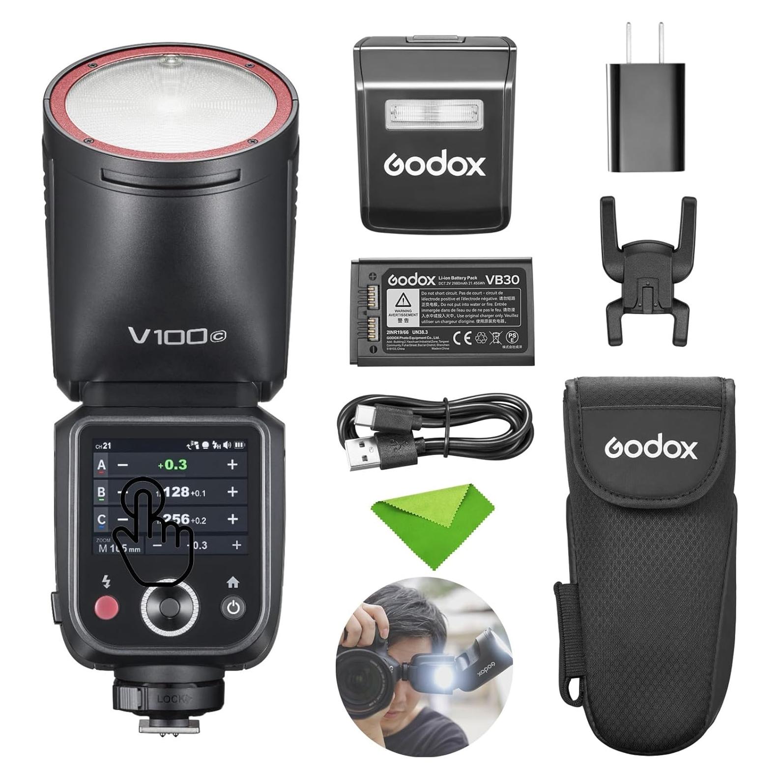 Flash Godox V100C 100Ws TTL para cámaras Canon - Pantalla Táctil