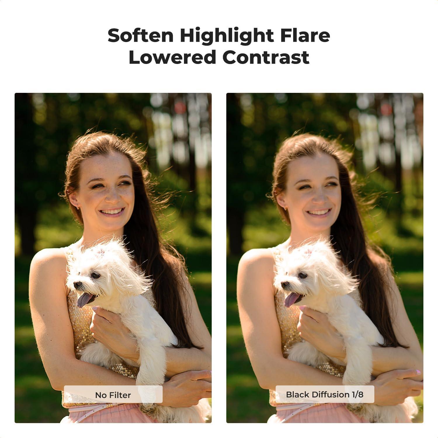 Filtro de Difusión Negra 1/8 K&F Concept 49mm para Fotografía