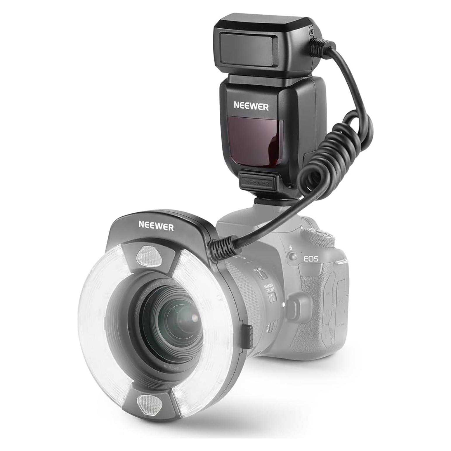 Flash de Anillo NEEWER RF1-C para Canon, 76Ws GN15 TTL Macro