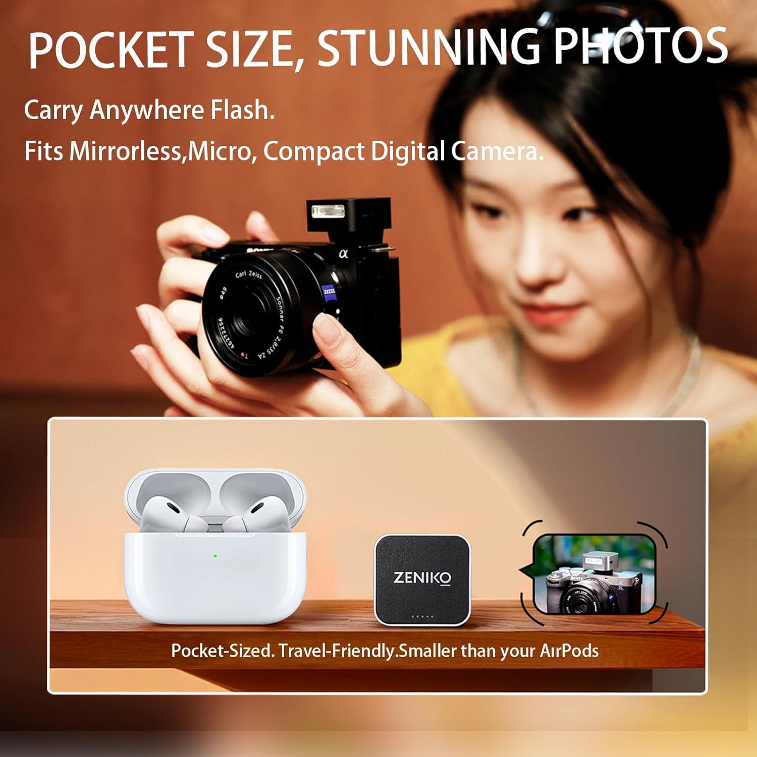 Flash Mini ZF08 ZENIKO para Cámara con Batería de Litio