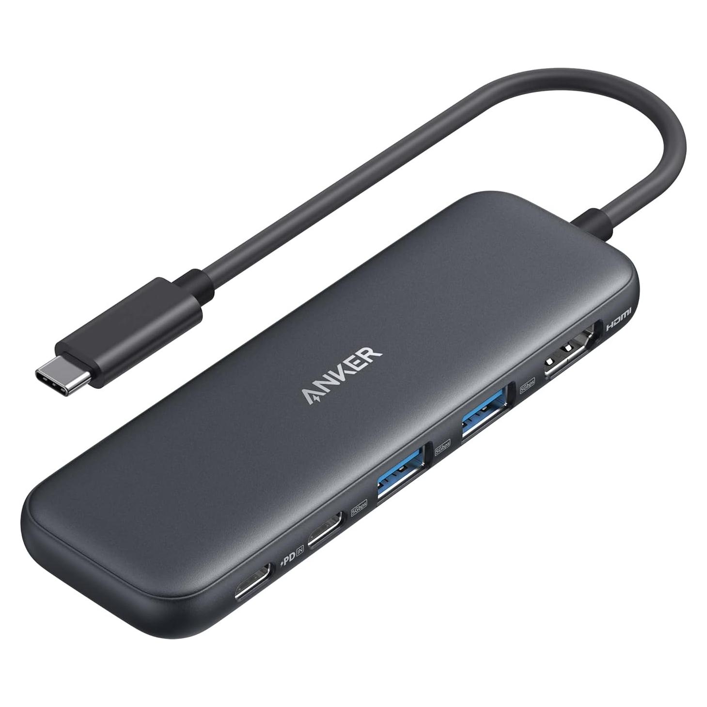 Hub USB-C Anker 5-en-1 HDMI 4K y 3 puertos USB-A