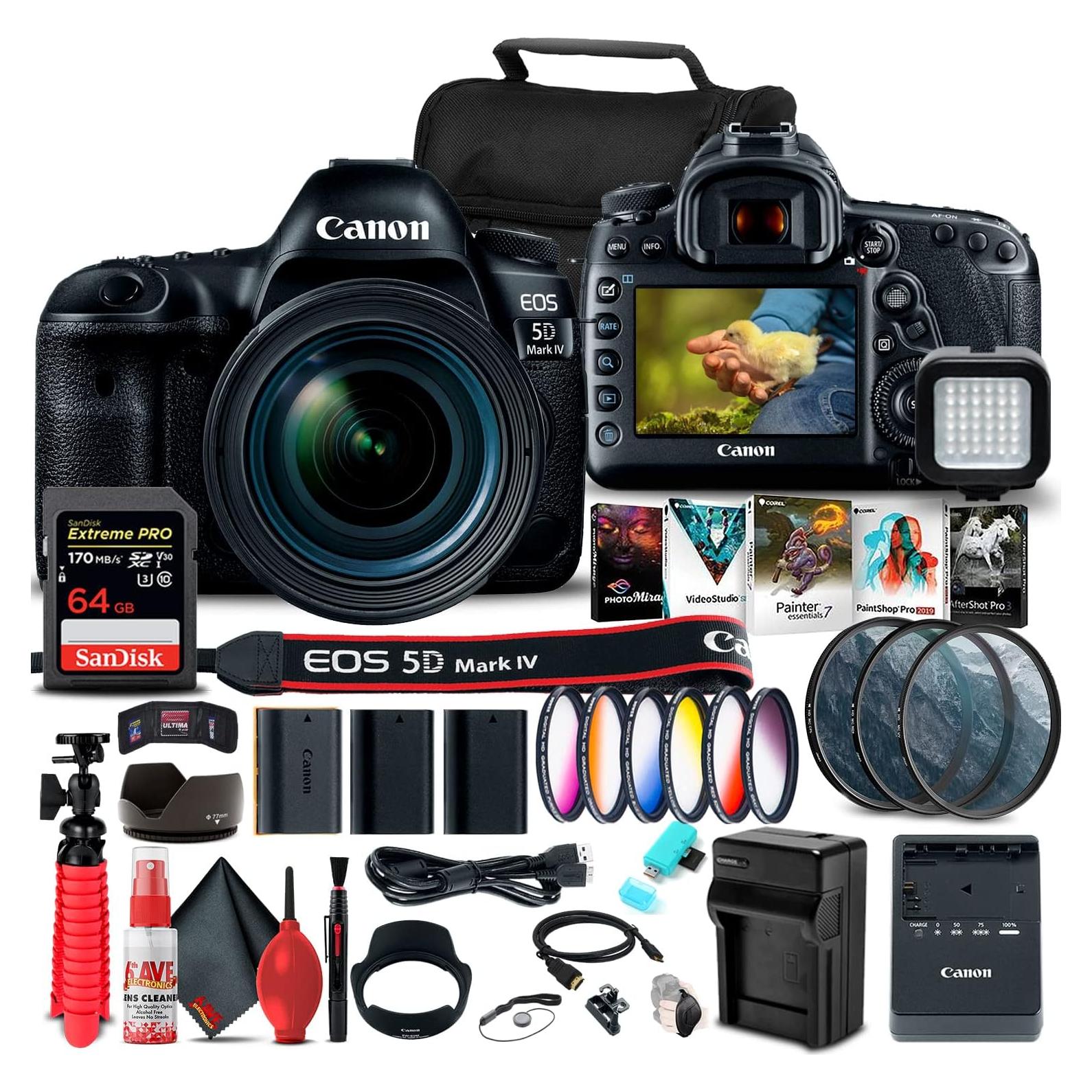 Cámara DSLR Canon EOS 5D Mark IV con Lente 24-70mm f/4L y Accesorios