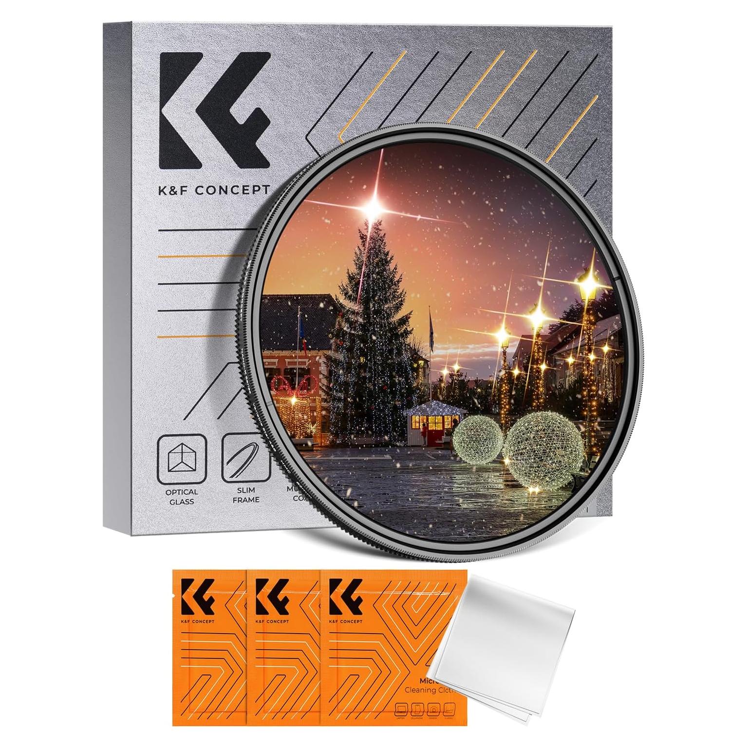 Filtro de Estrella Variable K&F Concept 58mm - Vidrio Óptico 18 Capas