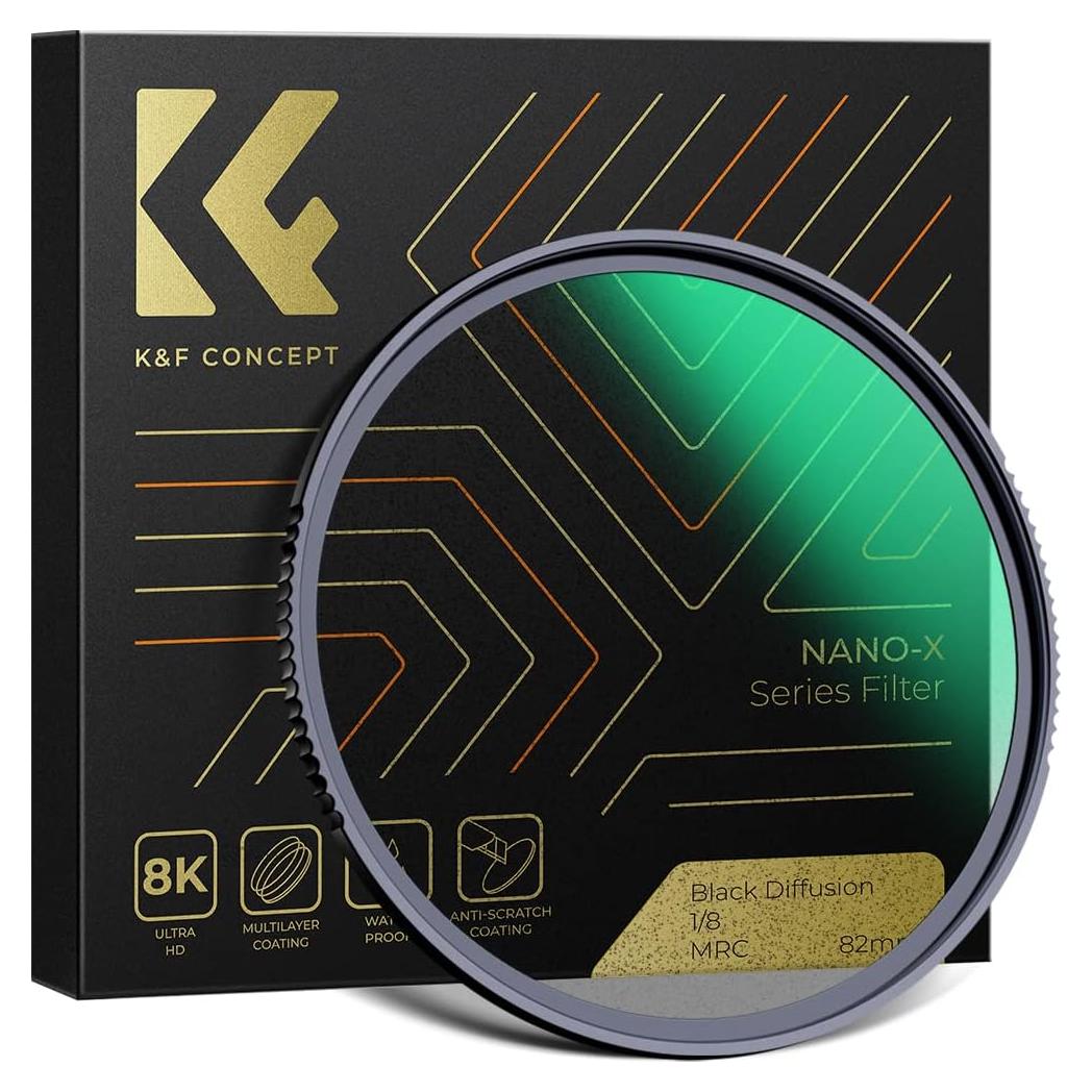 K&F CONCEPT 40.5mm Black Diffusion 1/8 Filter Mist Cinematic Effect Lens Filter with 28 Multi-Layer Coatings Waterproof/Scratch Resistant for Video/Vlog/Portrait Photography (Nano-X Series)