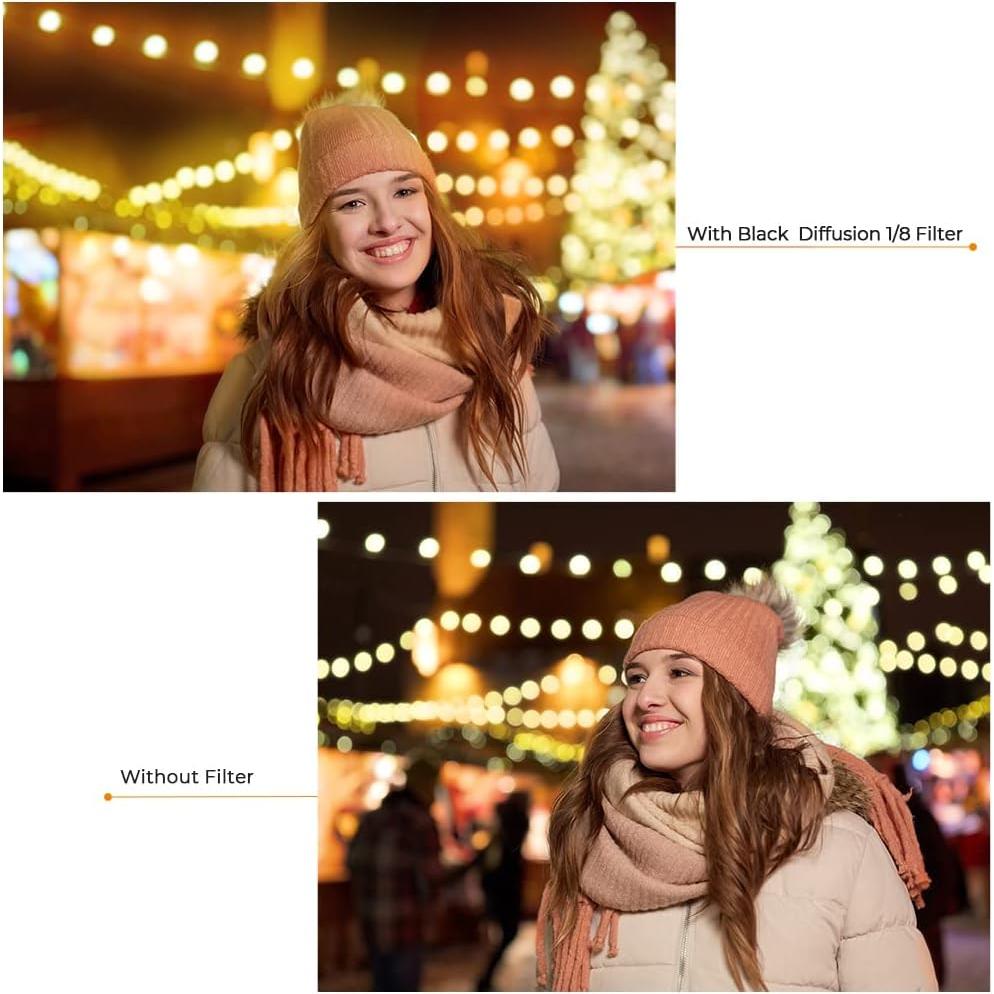 K&F CONCEPT 40.5mm Black Diffusion 1/8 Filter Mist Cinematic Effect Lens Filter with 28 Multi-Layer Coatings Waterproof/Scratch Resistant for Video/Vlog/Portrait Photography (Nano-X Series)