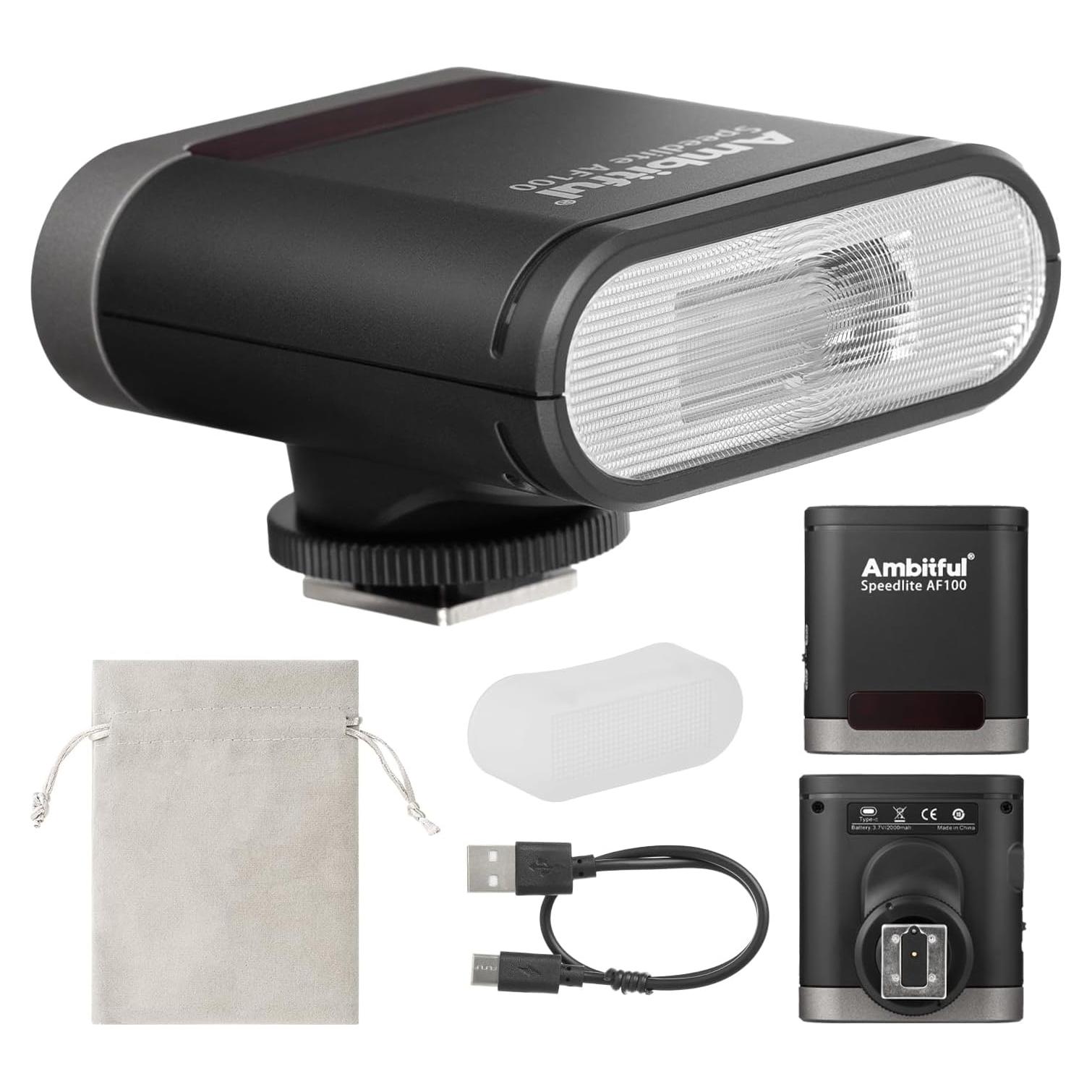 Flash Mini Ambitful AF100 - Speedlite Recargable GN12 2000mAh