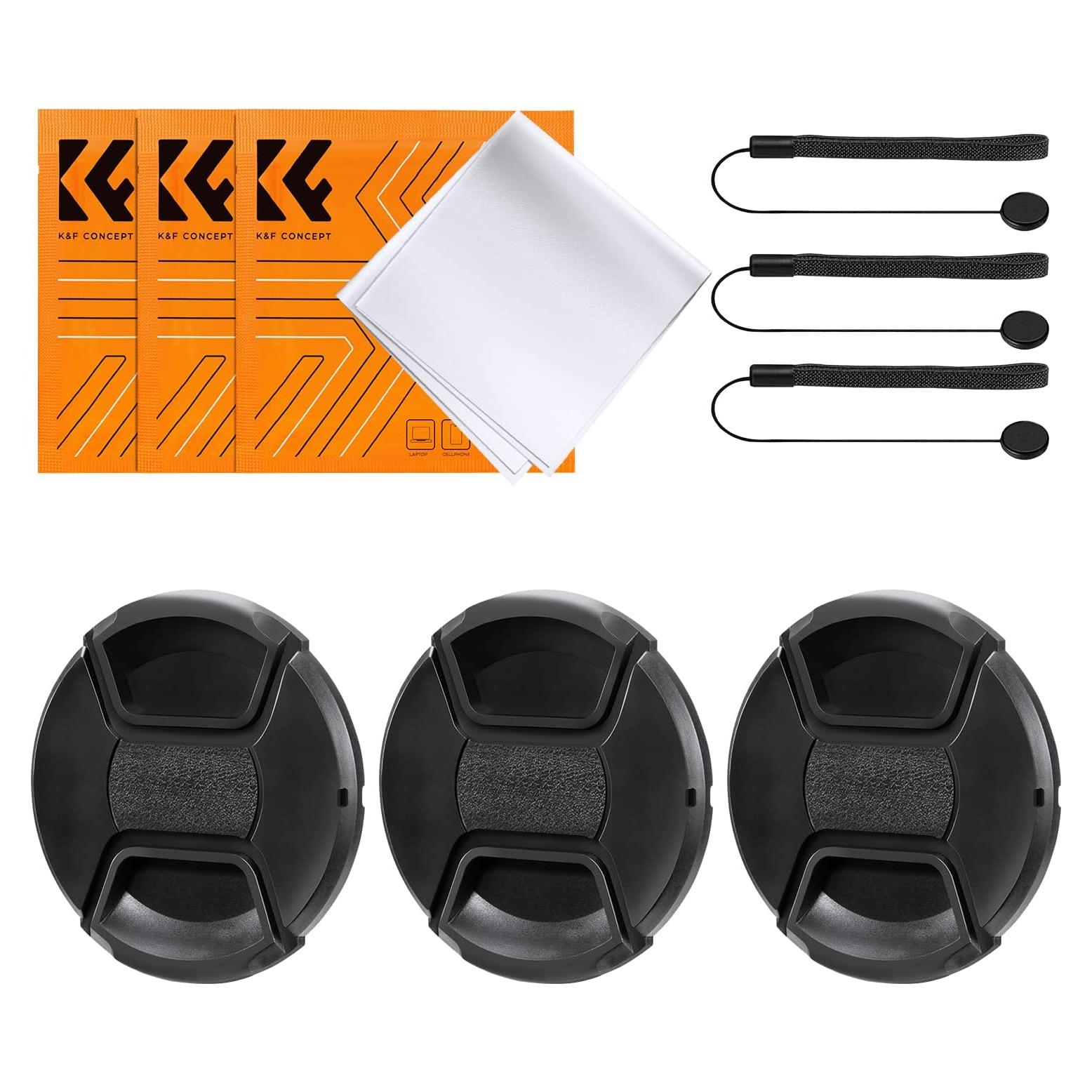 K&F Concept Tapa de Lente 46mm + Correa y Paños de Limpieza