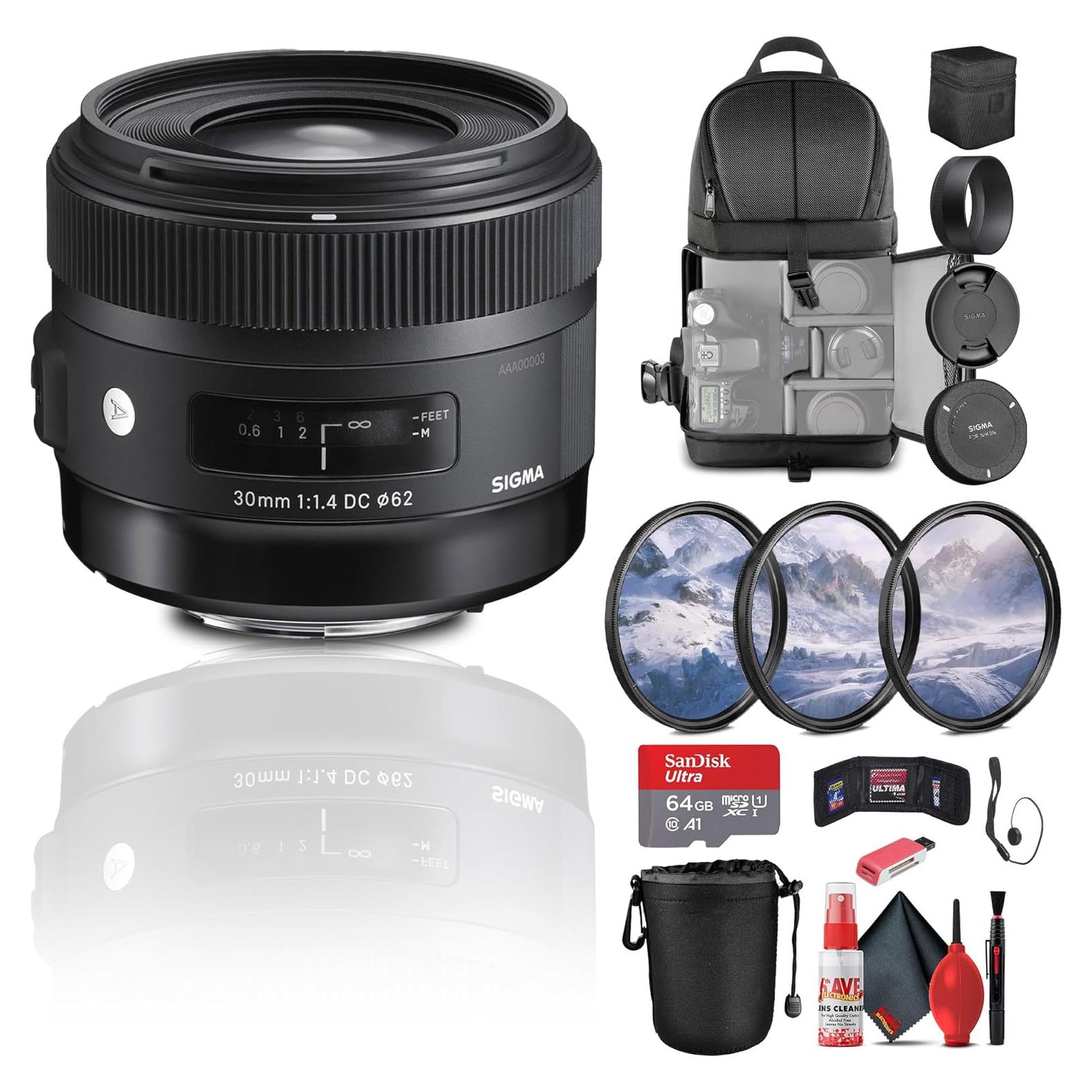 Lente Sigma 30mm f/1.4 DC HSM Art para Nikon F + Accesorios