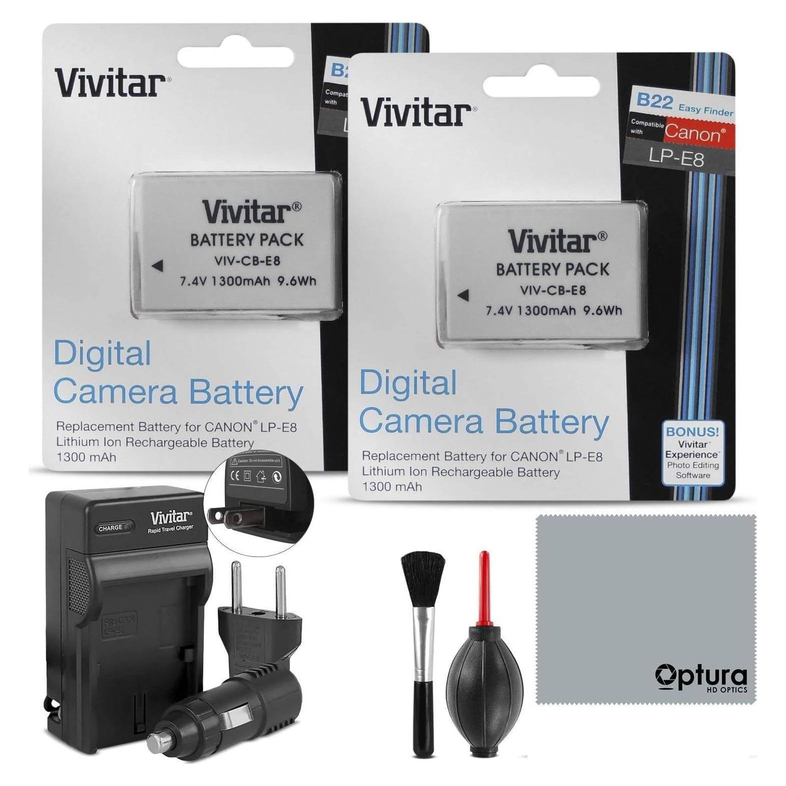Kit de Batería y Cargador Vivitar LP-E8 para Canon DSLR