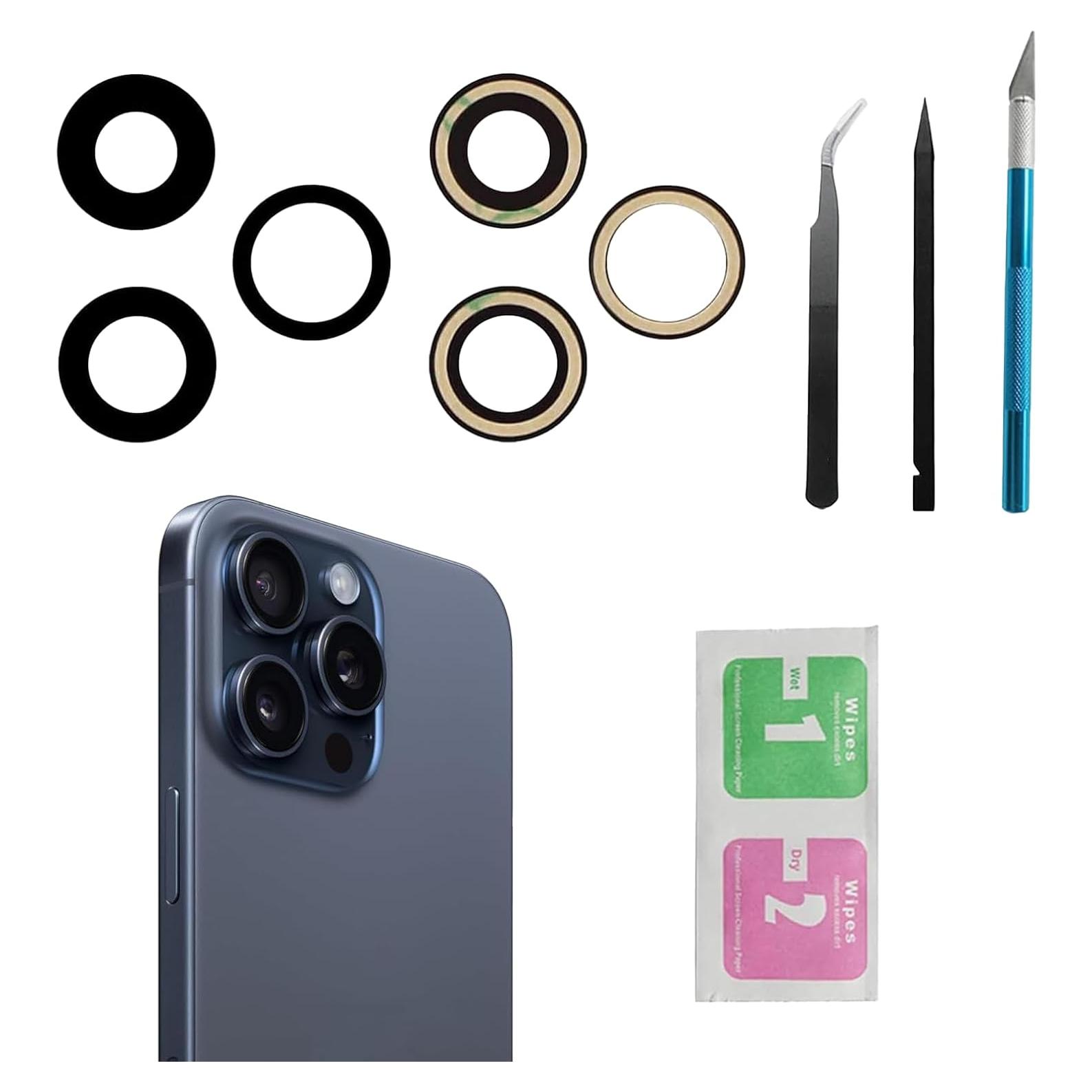 Juego de 3 Lentes de Reemplazo para Cámara iPhone 15 Pro