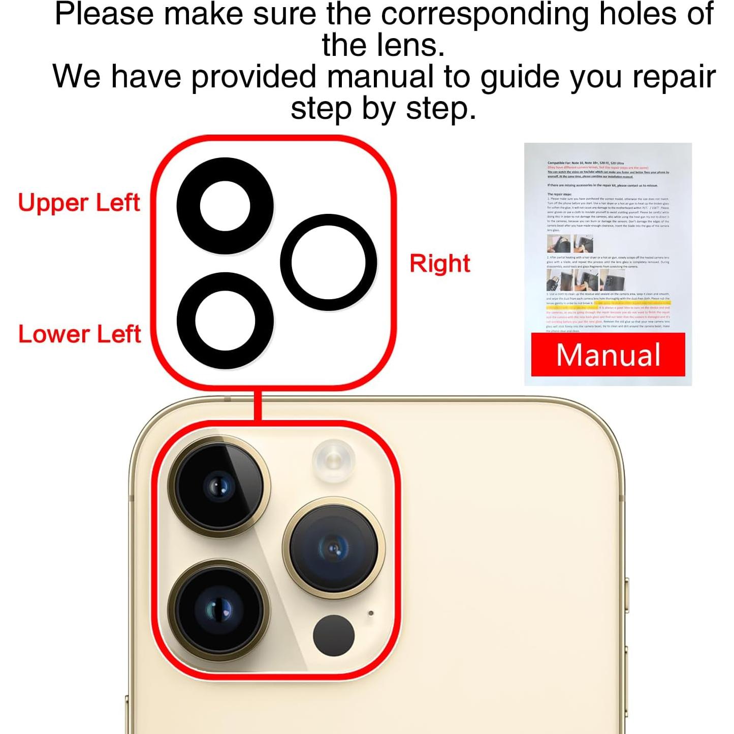 Reemplazo Cristal Lente Cámara ASDAWN para iPhone 14 Pro Max