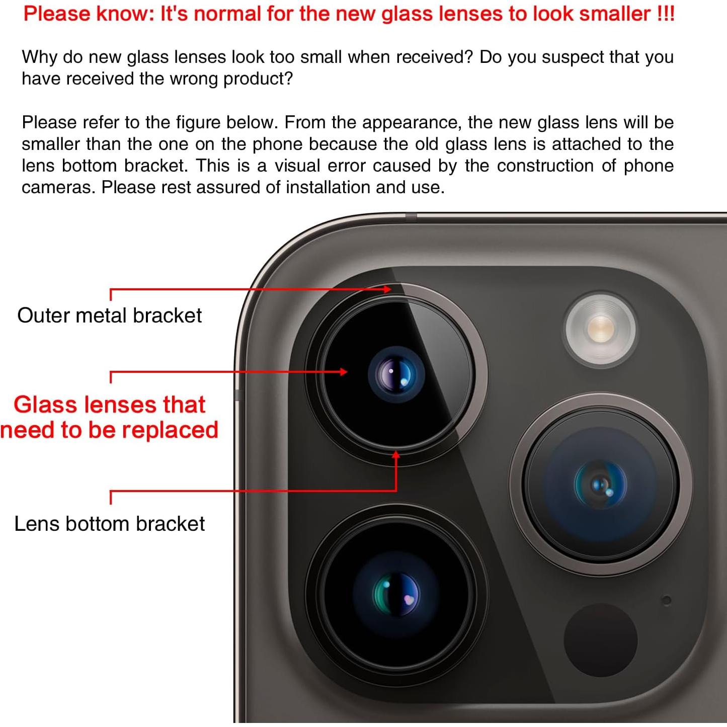 Reemplazo Cristal Lente Cámara ASDAWN para iPhone 14 Pro Max