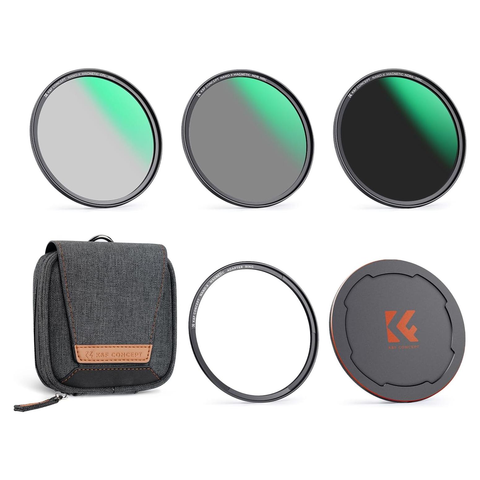Filtros de Lente K&F Concept 82mm CPL+ND8+ND64 - Kit 5 en 1