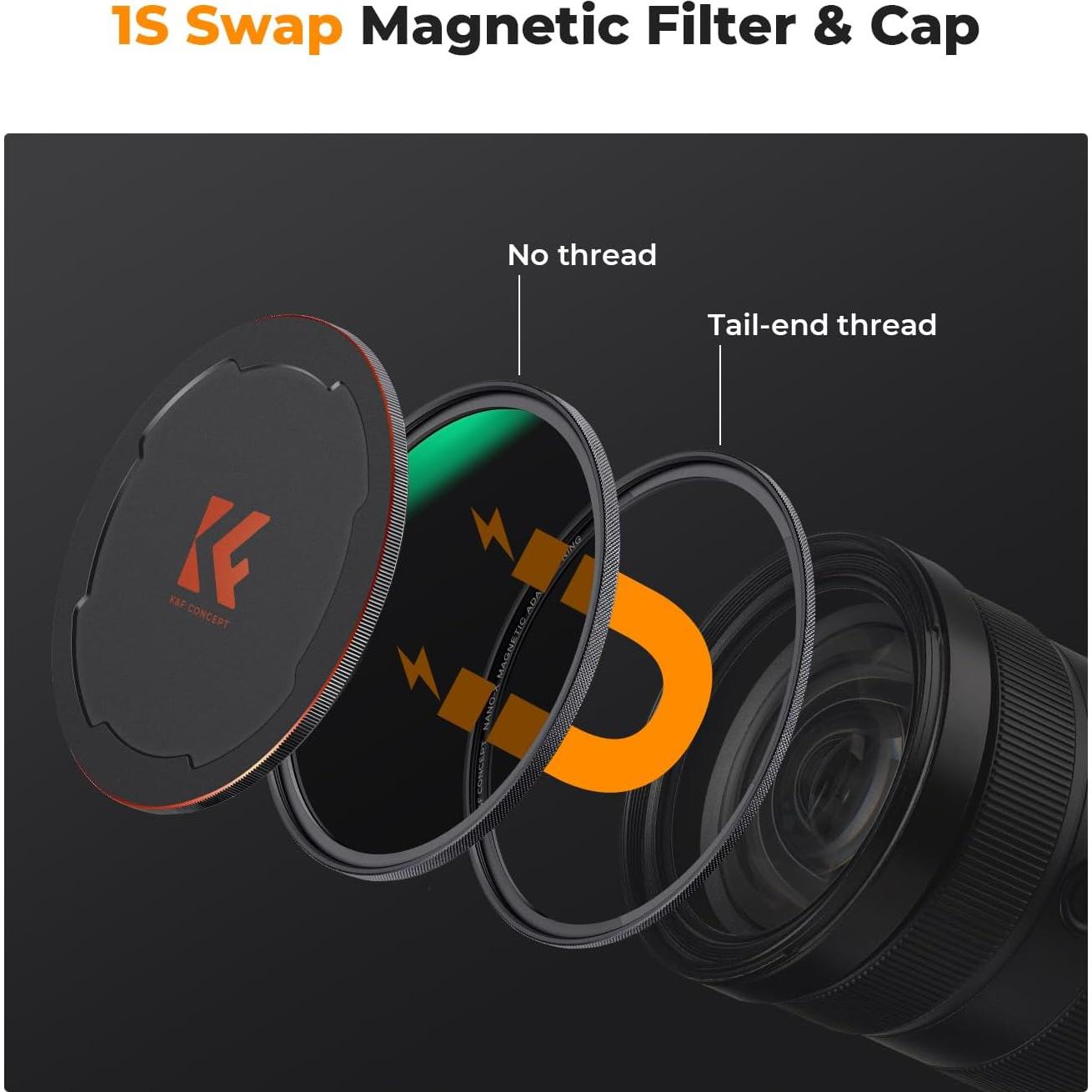 Filtros de Lente K&F Concept 82mm CPL+ND8+ND64 - Kit 5 en 1