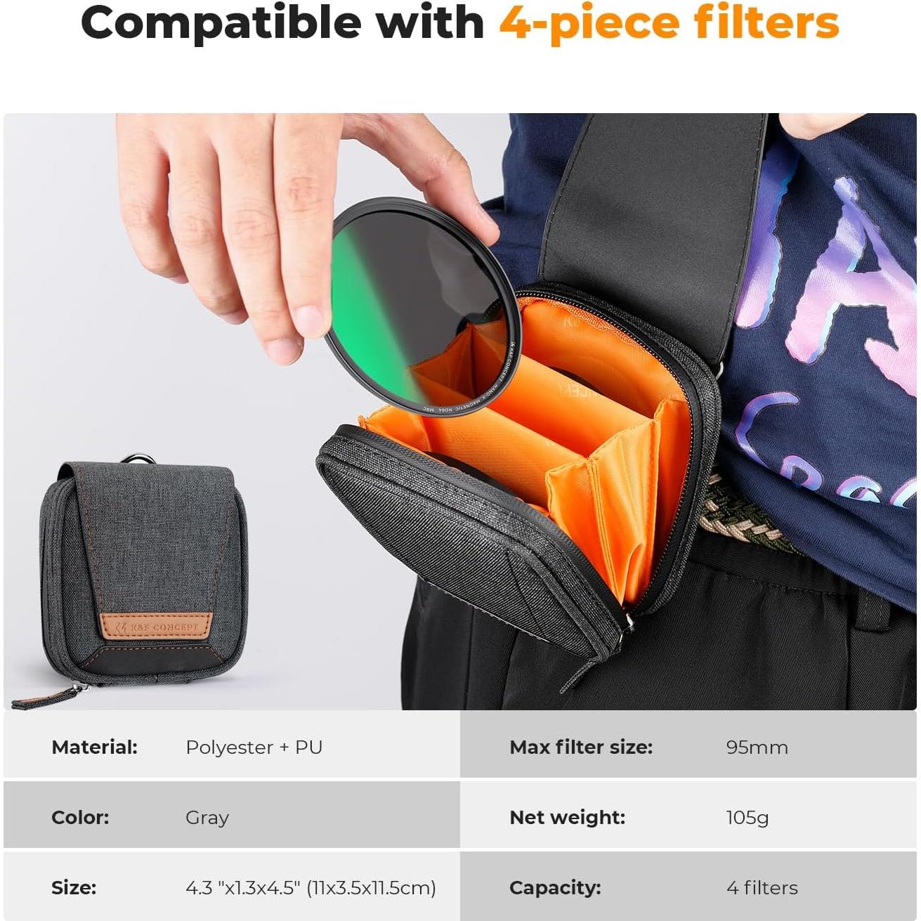 Filtros de Lente K&F Concept 82mm CPL+ND8+ND64 - Kit 5 en 1