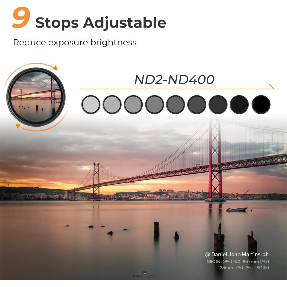 Filtro ND Variable K&F Concept 55mm Ajustable 1-9 Paradas