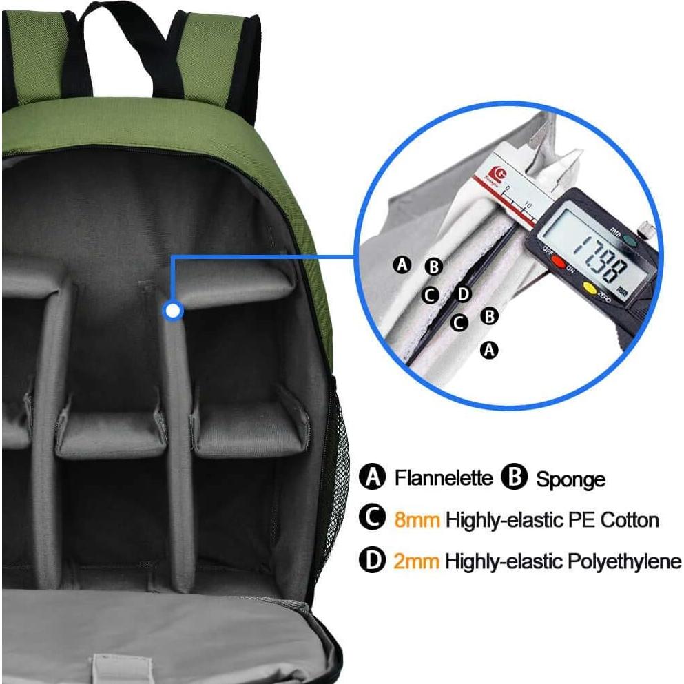 Mochila CADeN Profesional para Cámara DSLR/SLR Verde Impermeable