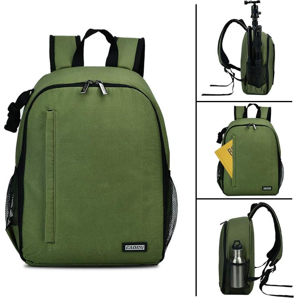 Mochila CADeN Profesional para Cámara DSLR/SLR Verde Impermeable