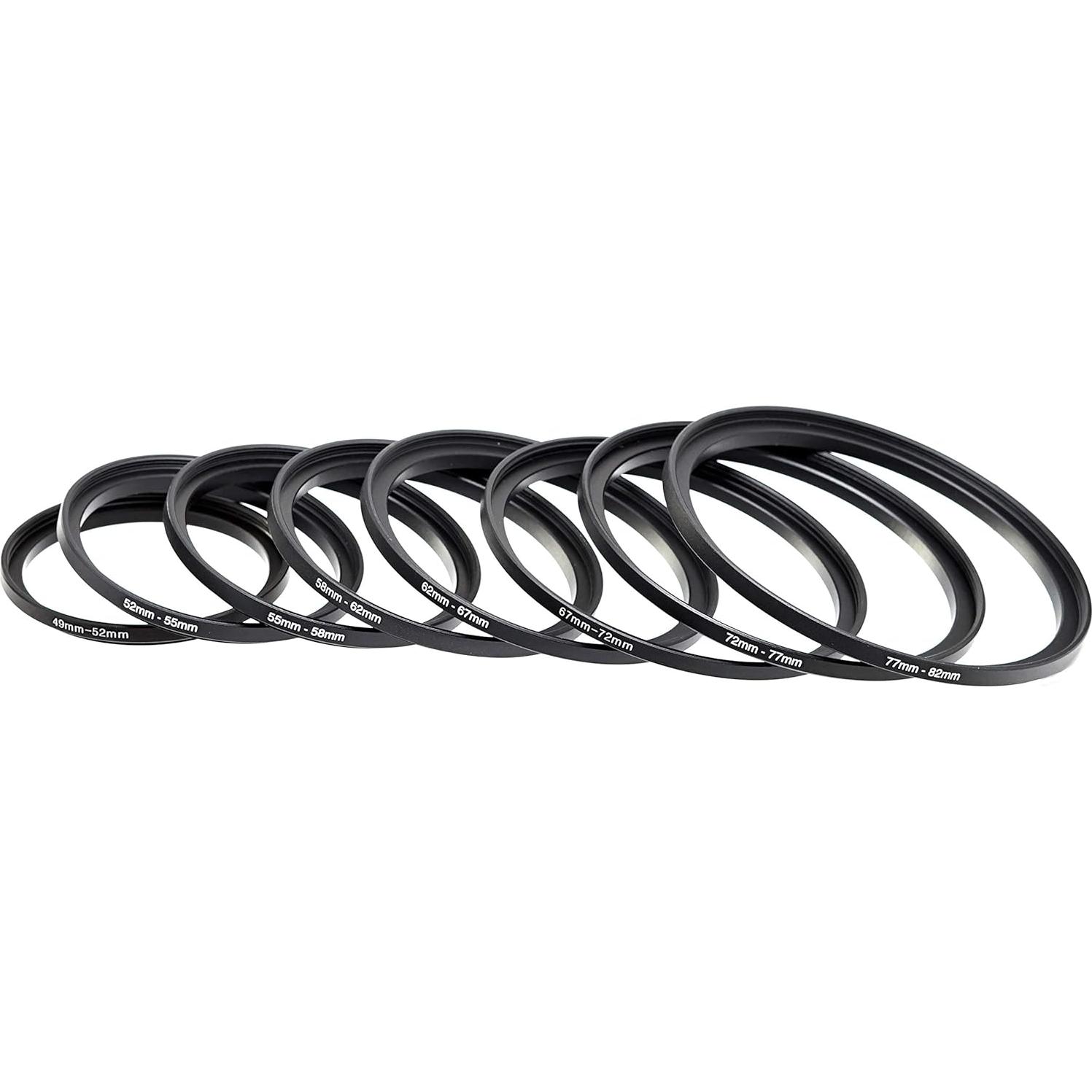 Conjunto de Anillos Adaptadores de Filtro Fotasy 8 Piezas Metal Negro