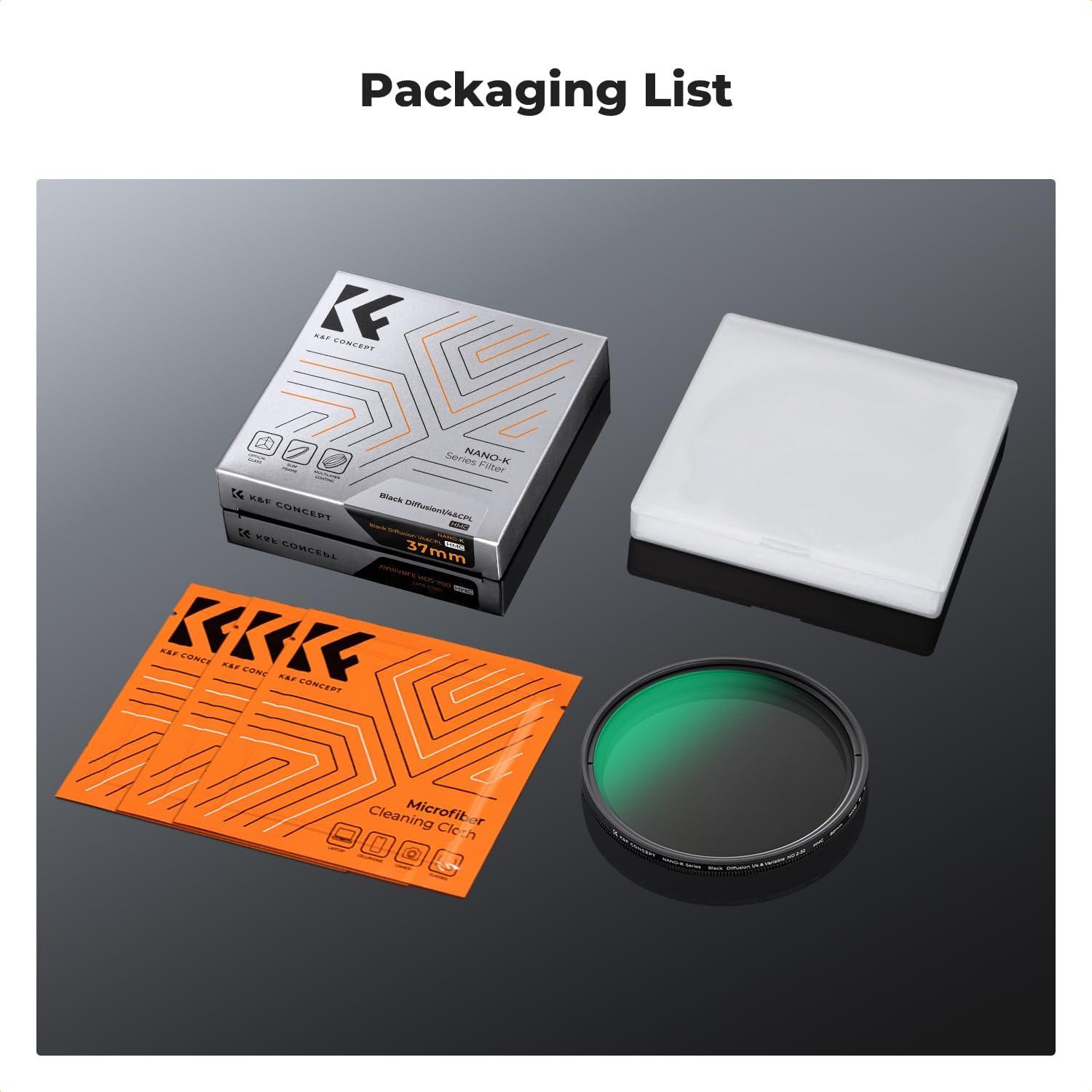 Filtro de Difusión Negra y ND Variable K&F Concept 82mm
