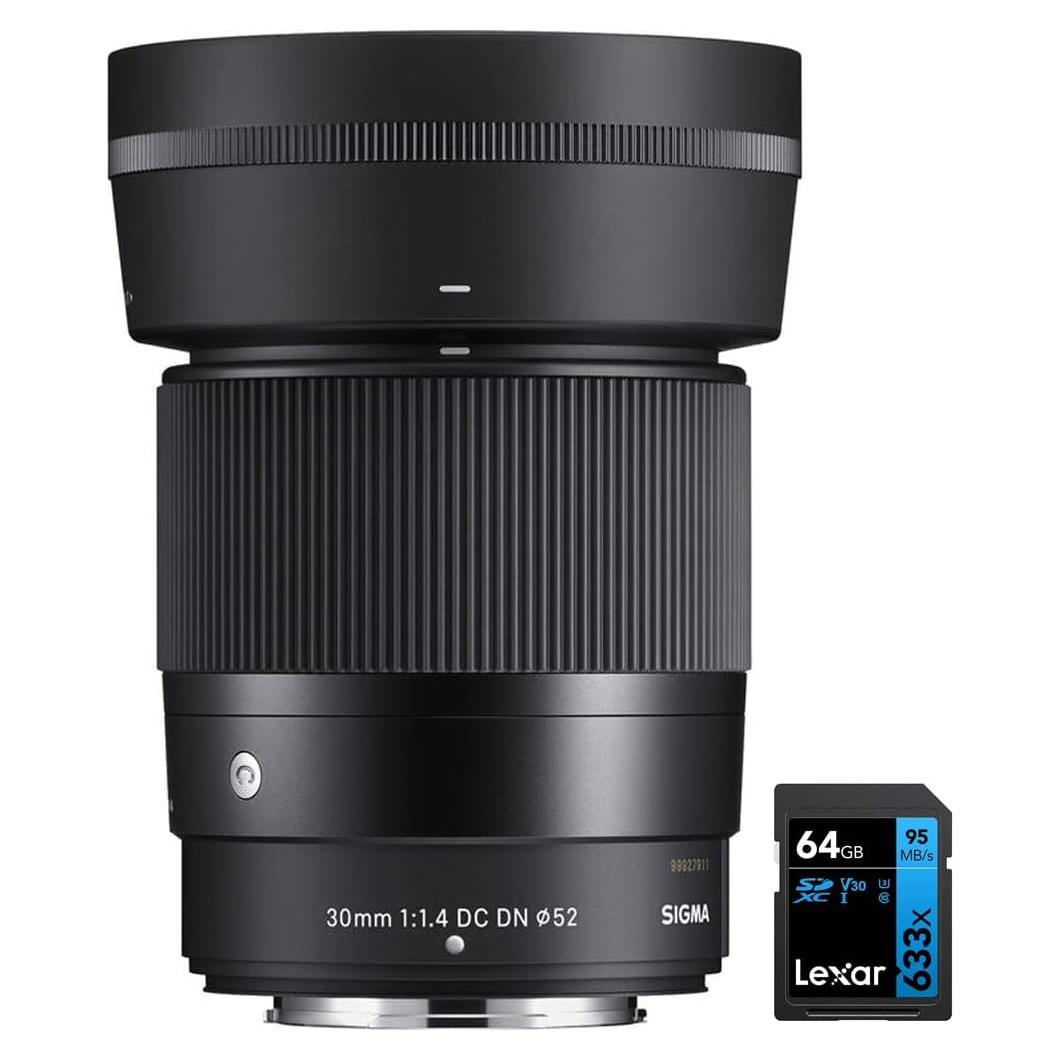 Lente Sigma 30mm f/1.4 DC DN para FUJIFILM X + Tarjeta 64GB