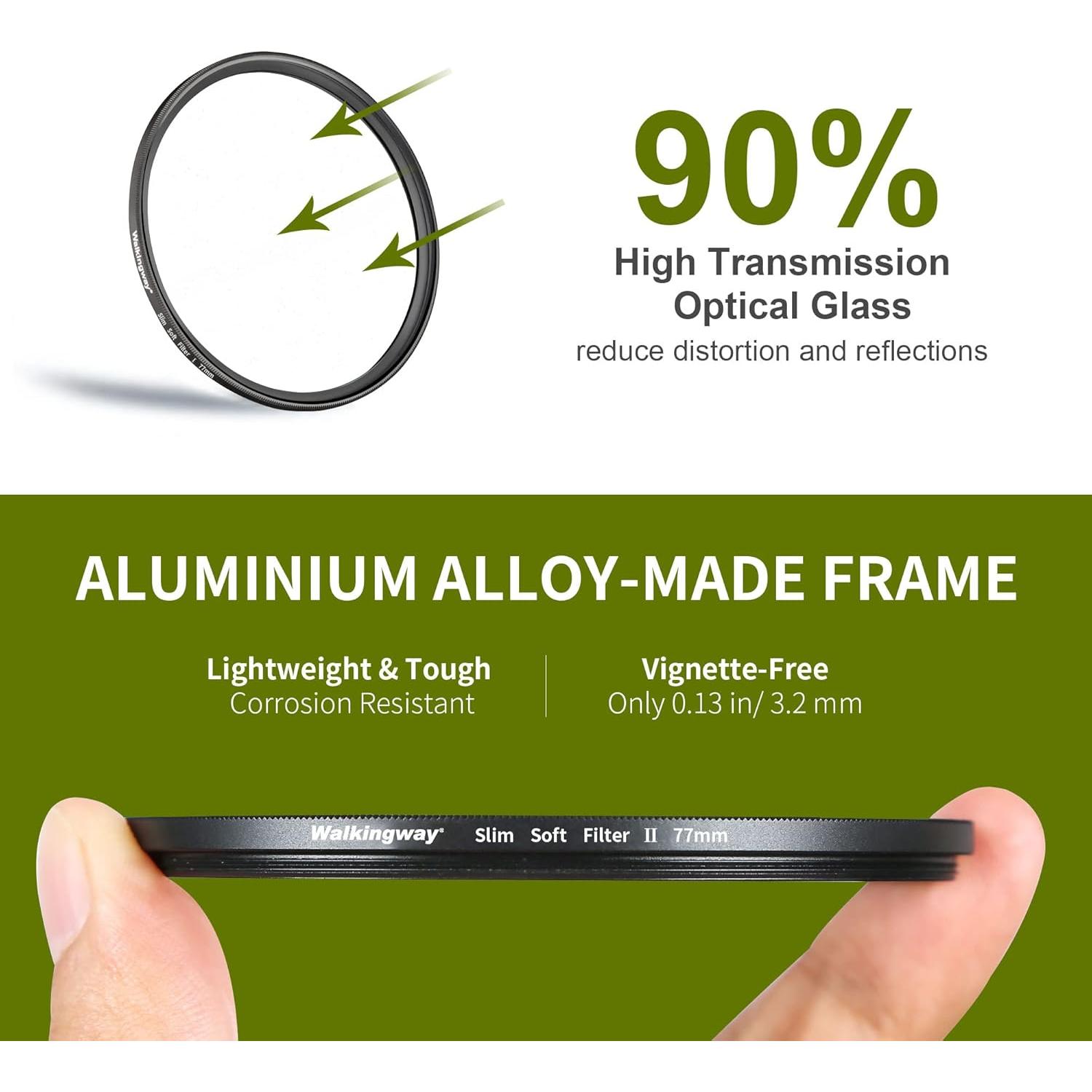 Filtro de Difusión Niebla Blanca 77MM Walking Way 2pcs Suave 1 y 2