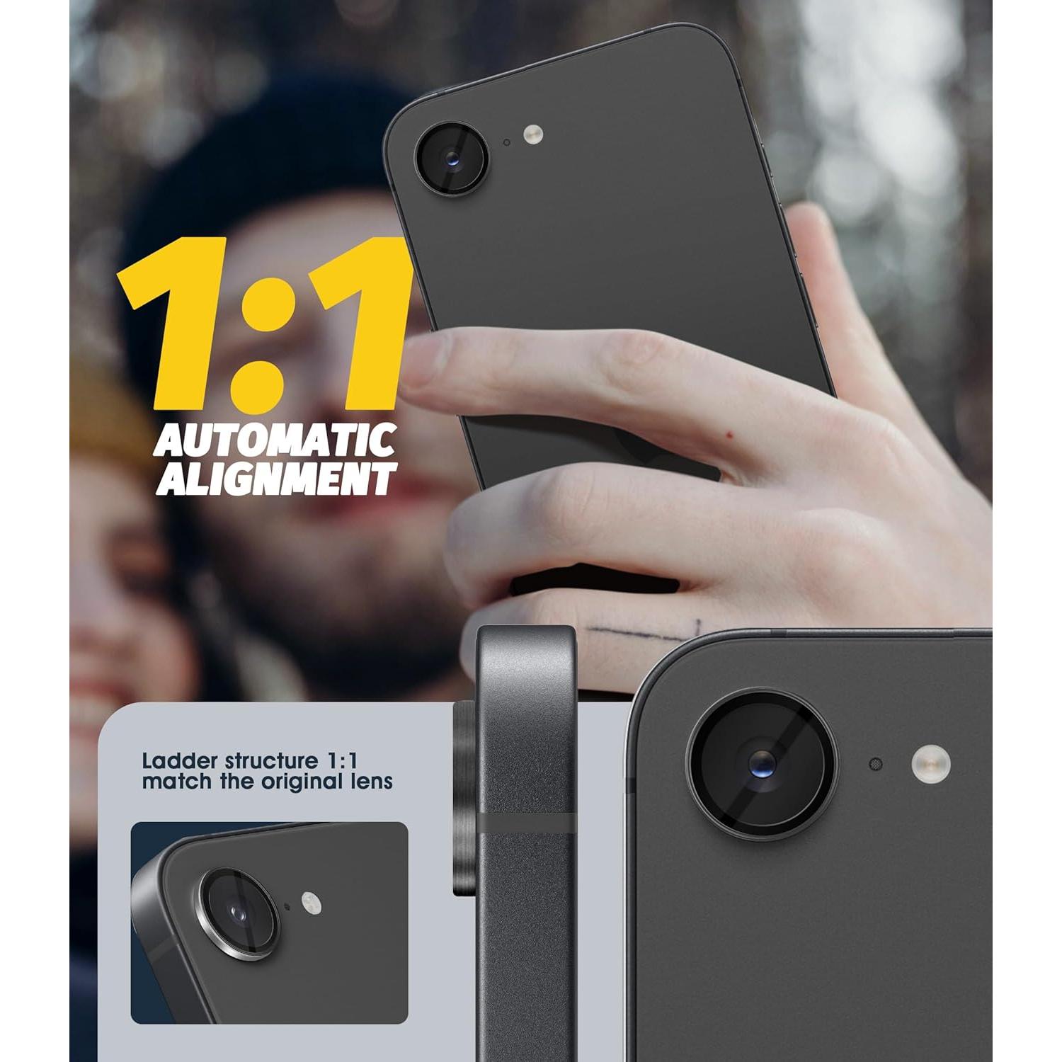 Protector de Lente de Cámara Orzero para iPhone 16e - Negro