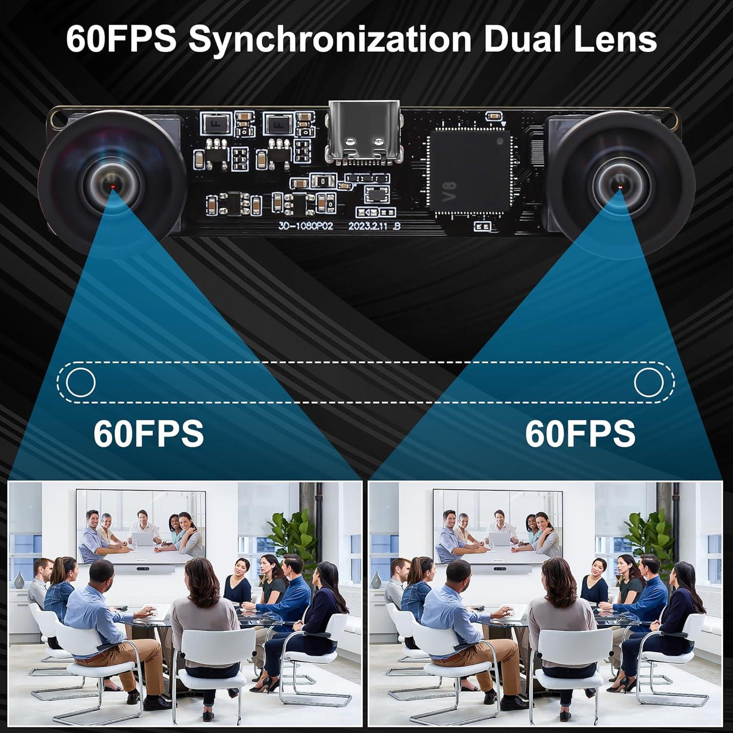 Cámara USB 4MP IFWATER 3840x1080P 60FPS Lente Dual 120°