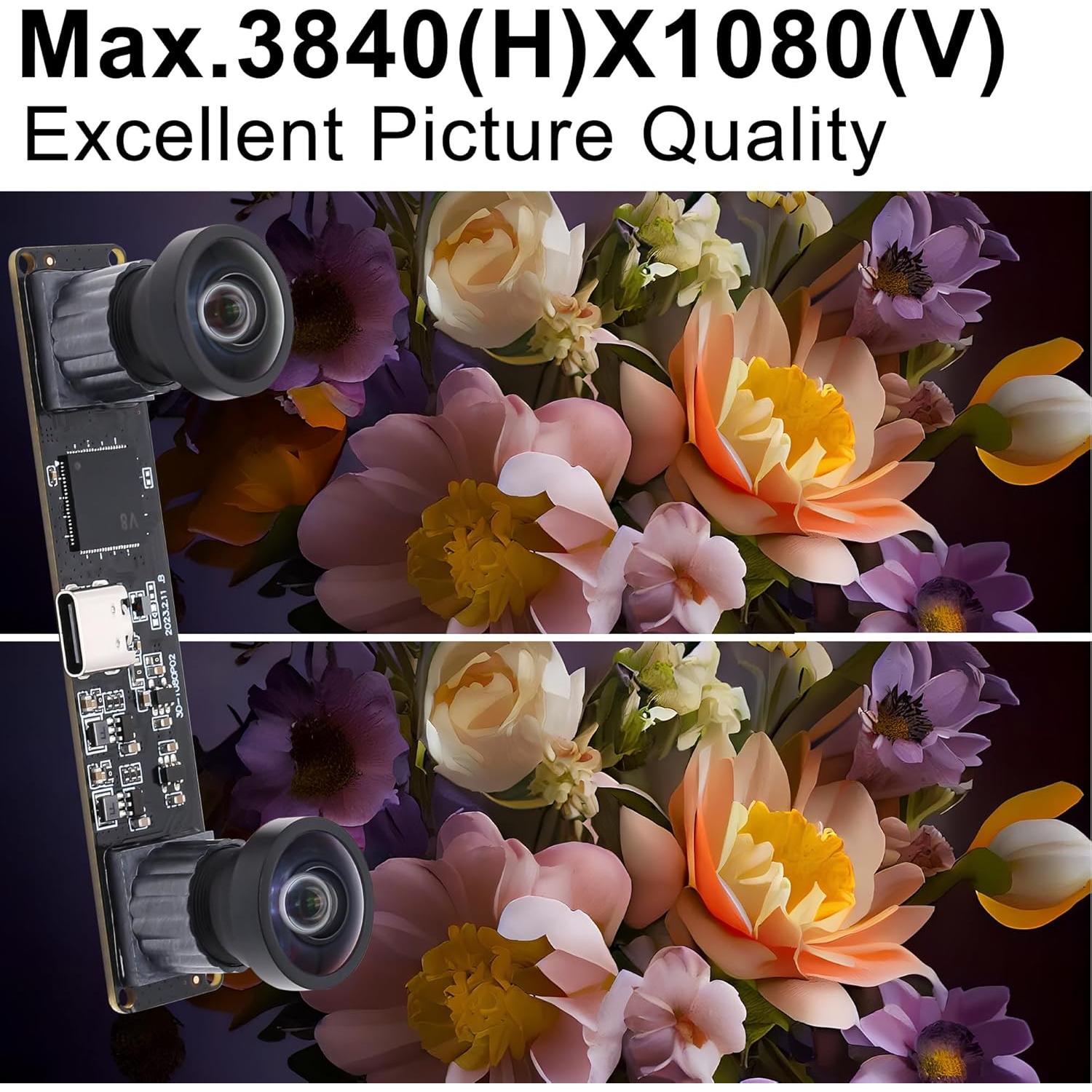 Cámara USB 4MP IFWATER 3840x1080P 60FPS Lente Dual 120°