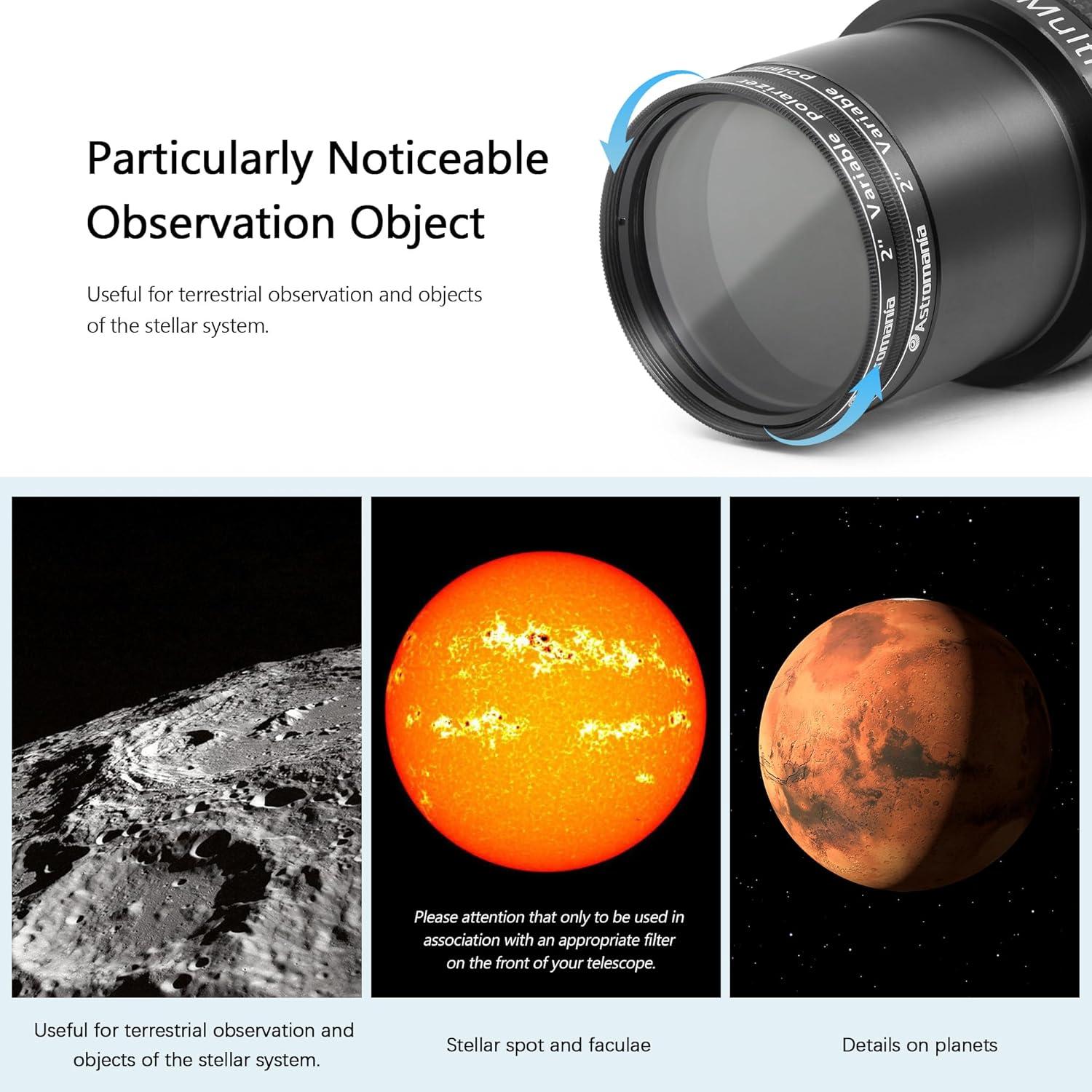 Filtro Polarizador Variable 2" Astromania para Telescopios