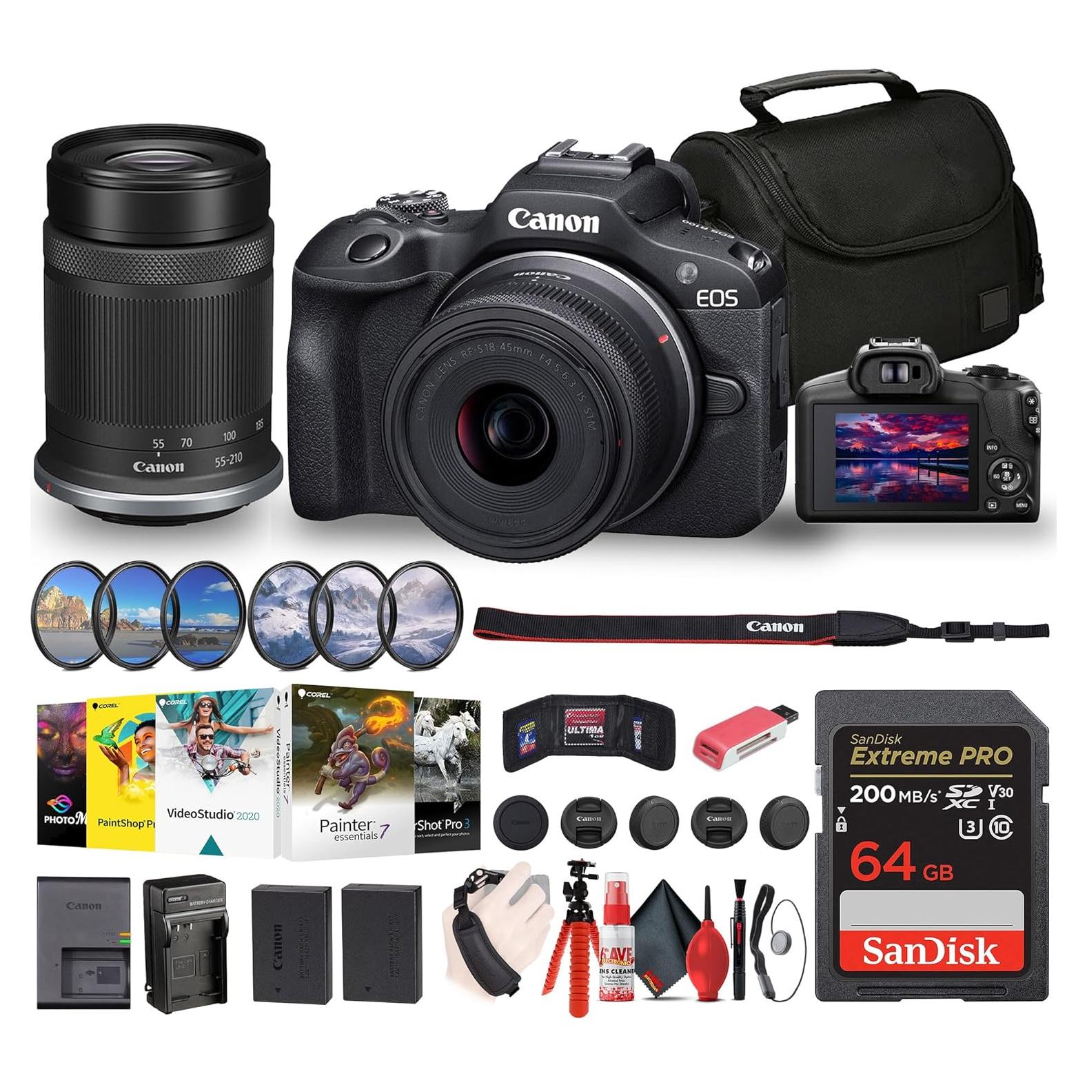 Cámara Sin Espejo Canon EOS R100 Kit 18-45mm y 55-210mm