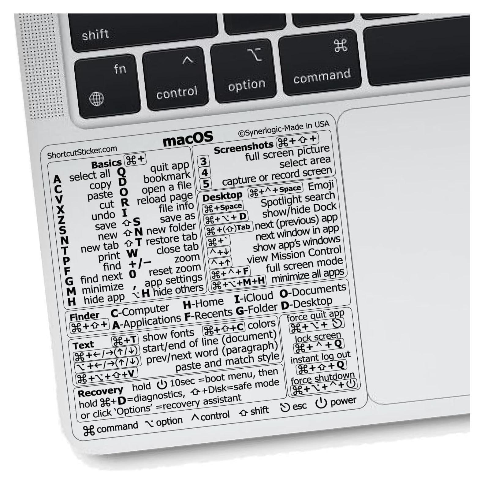 Pegatina Atajos Teclado Mac Synerlogic | Vinilo Laminado