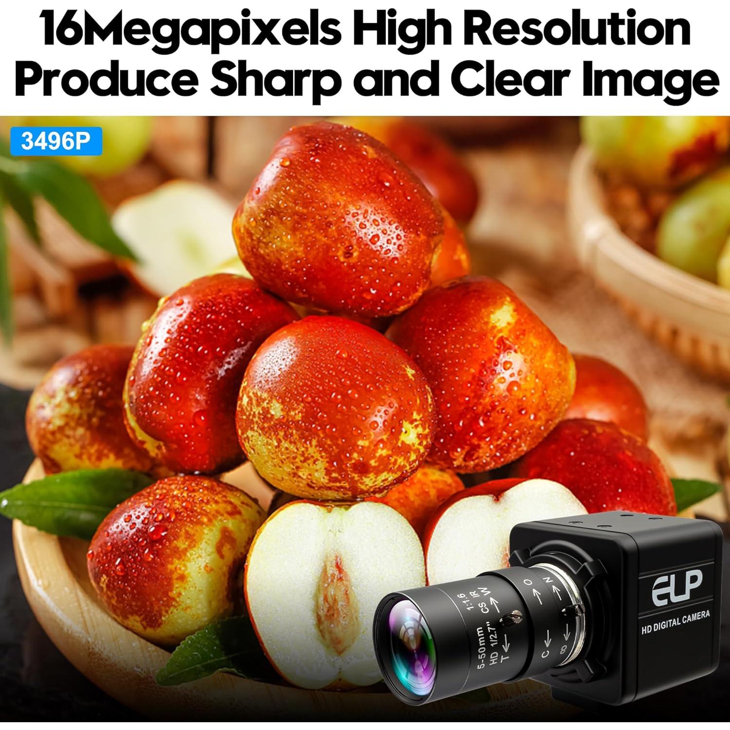 Cámara USB 16MP IFWATER con Lente Varifocal 5-50mm