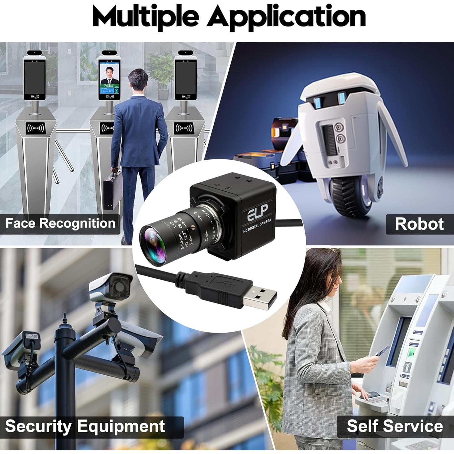 Cámara USB 16MP IFWATER con Lente Varifocal 5-50mm