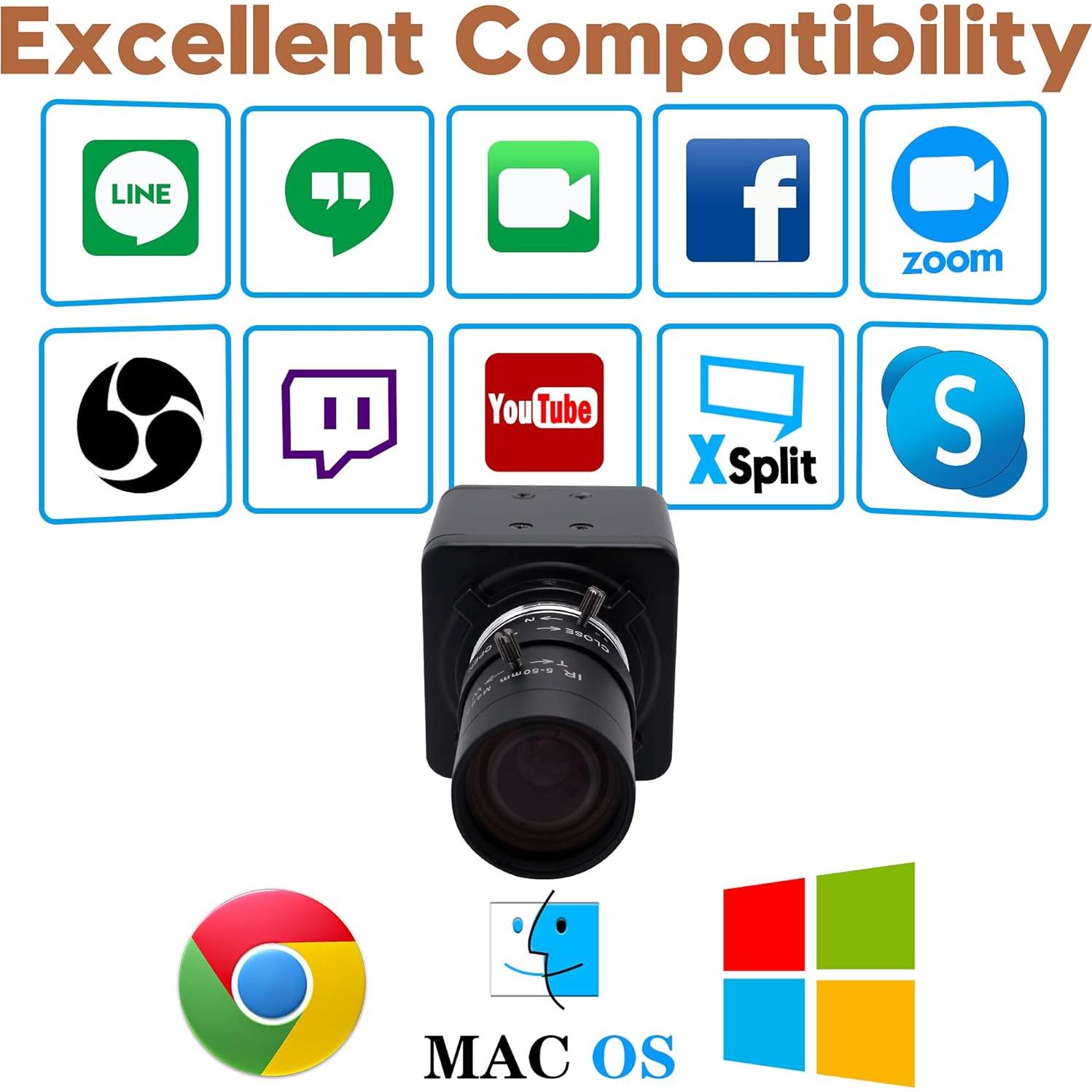 Cámara USB 4K IEights con Zoom Manual 5-50mm UVC