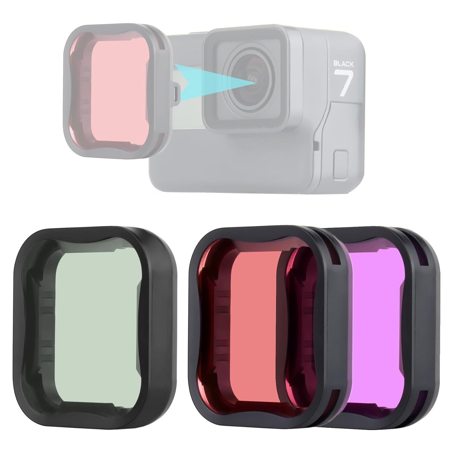 Juego de 3 Filtros YALLSAME para GoPro Hero 5/6/7 Negro