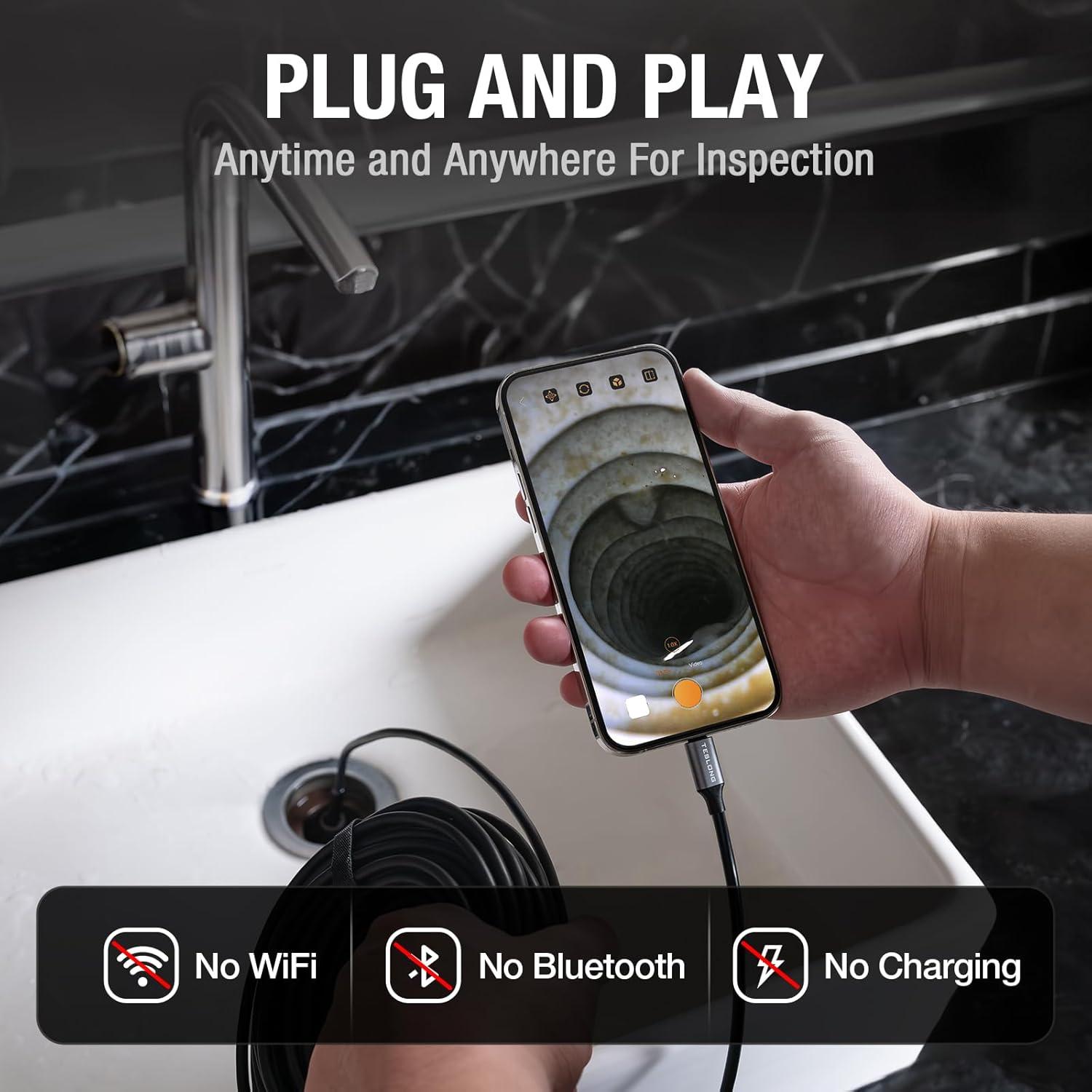 Cámara de Endoscopio Teslong 10m USB-C con 8 Luces LED