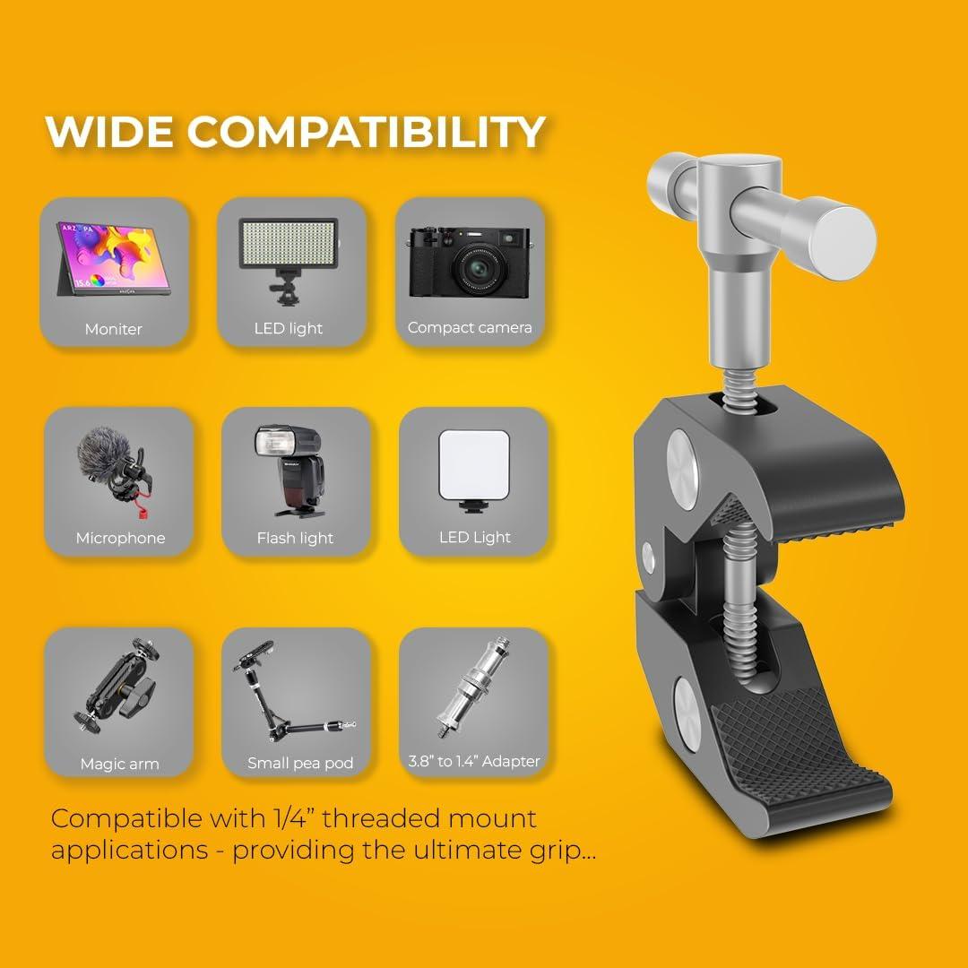 Abrazadera Mágica Reflex Camera 1/4" y 3/8" Ajustable