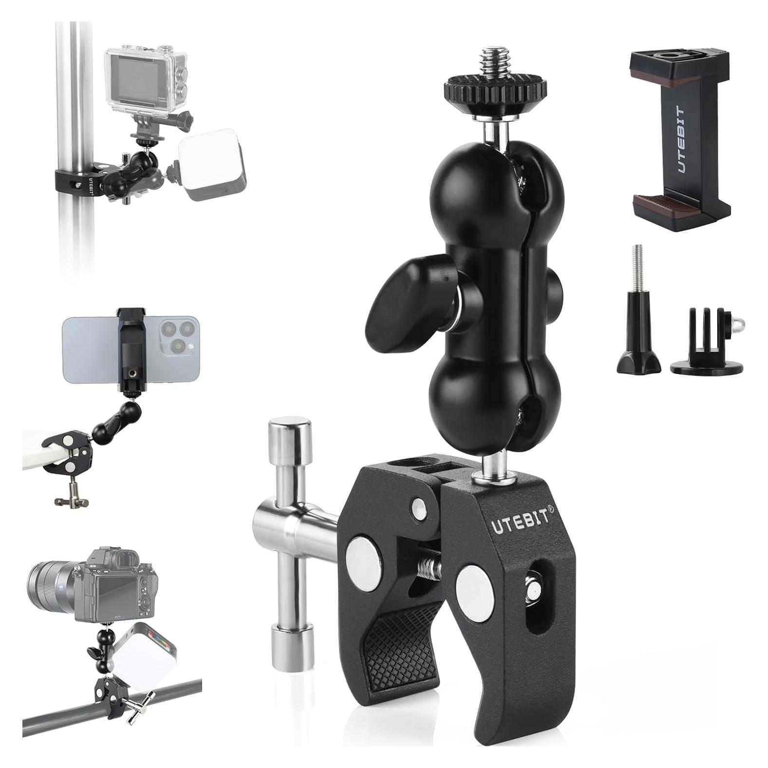 Soporte de Cámara Super Clamp UTEBIT con Cabezal 360° y Brazo Mágico